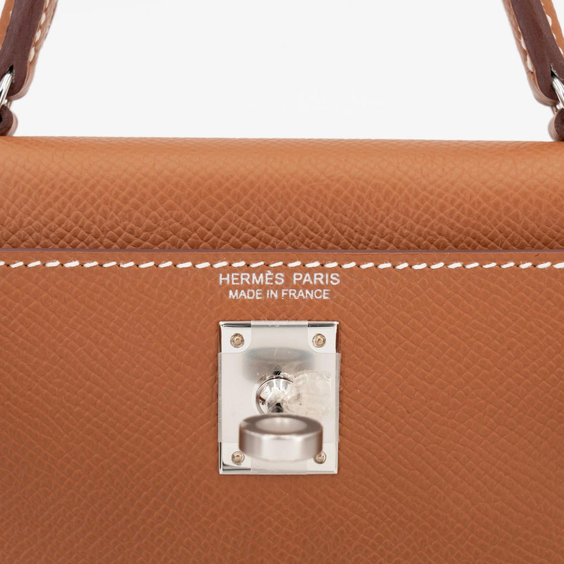 Unused ( Rank NS ) HERMÈS Mini Kelly II Gold (37) Epsom Palladium hardware B (2023) - 10