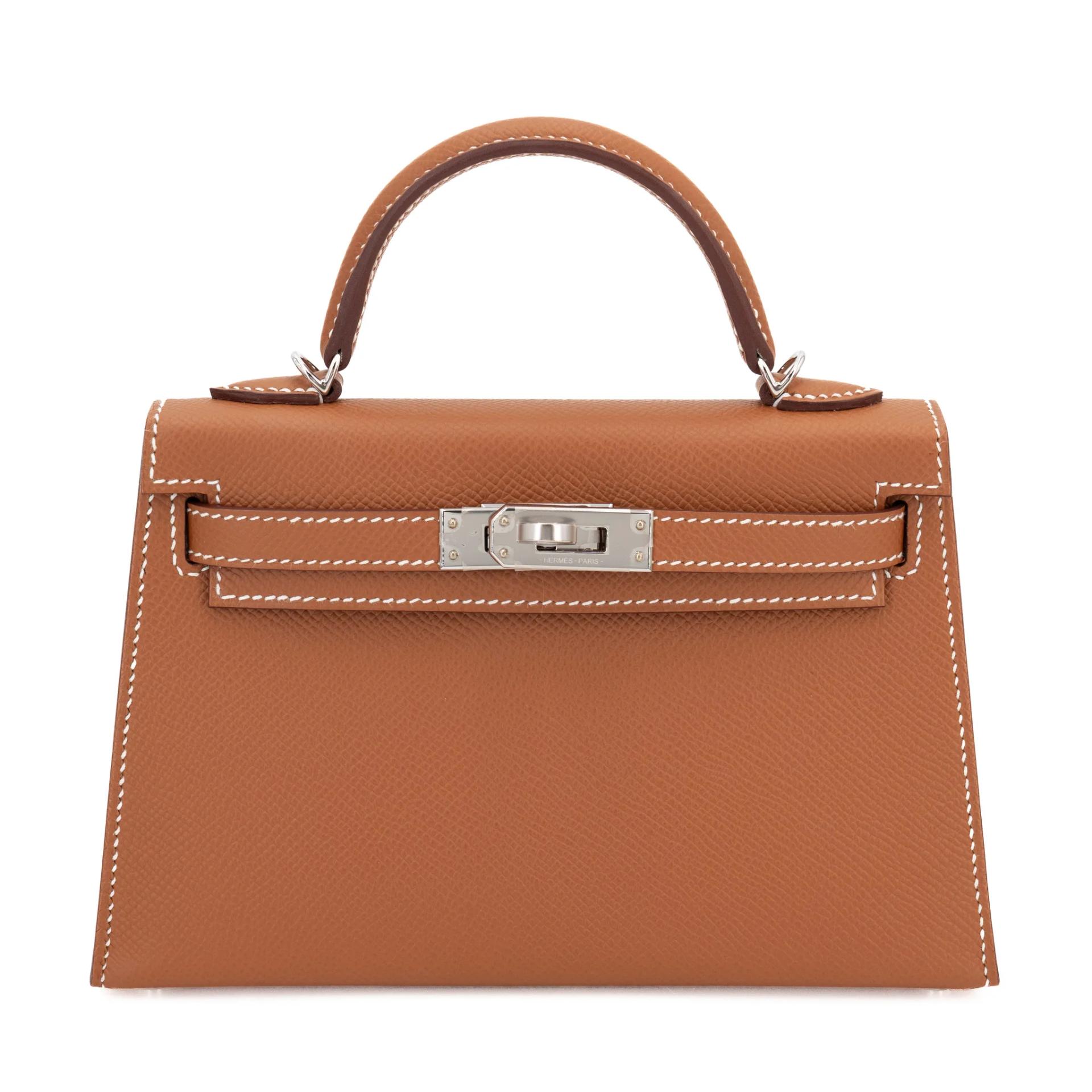 Unused ( Rank NS ) HERMÈS Mini Kelly II Gold (37) Epsom Palladium hardware B (2023) - 1