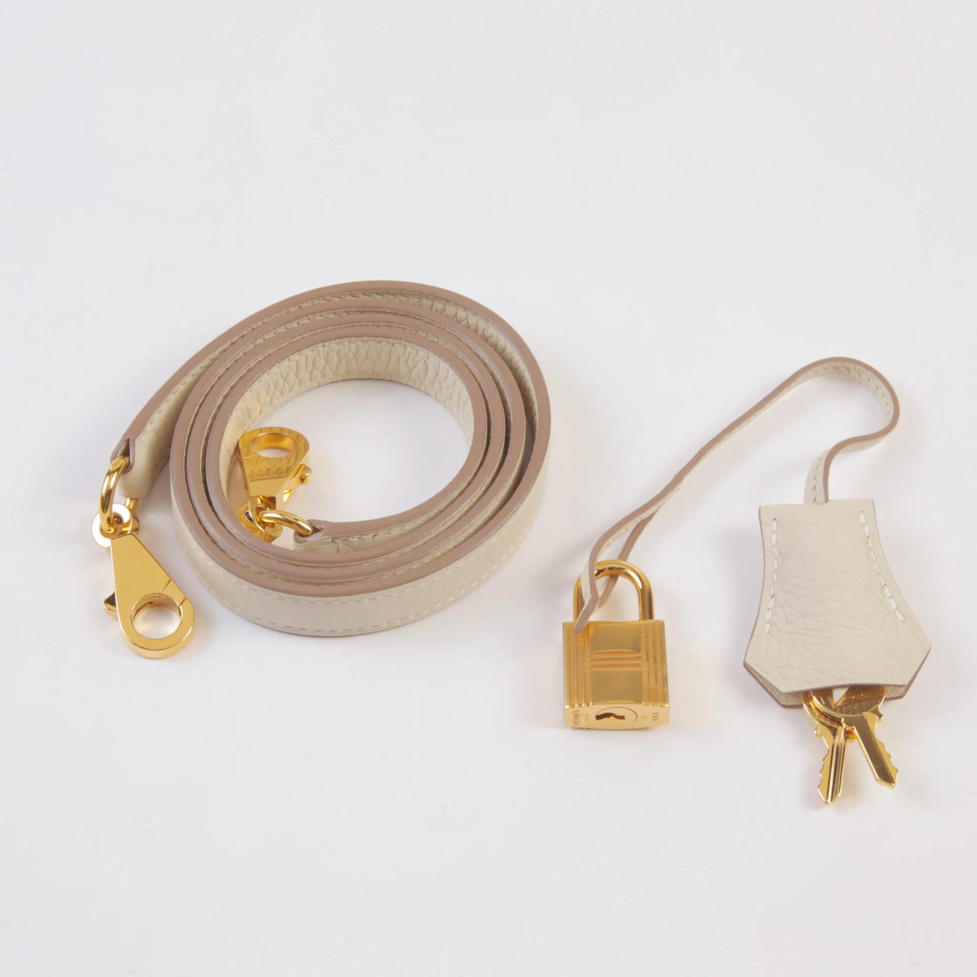 Excellent ( Rank SA ) HERMÈS Kelly 28 Craie (10) Clemence Gold hardware Y (2020) - 14