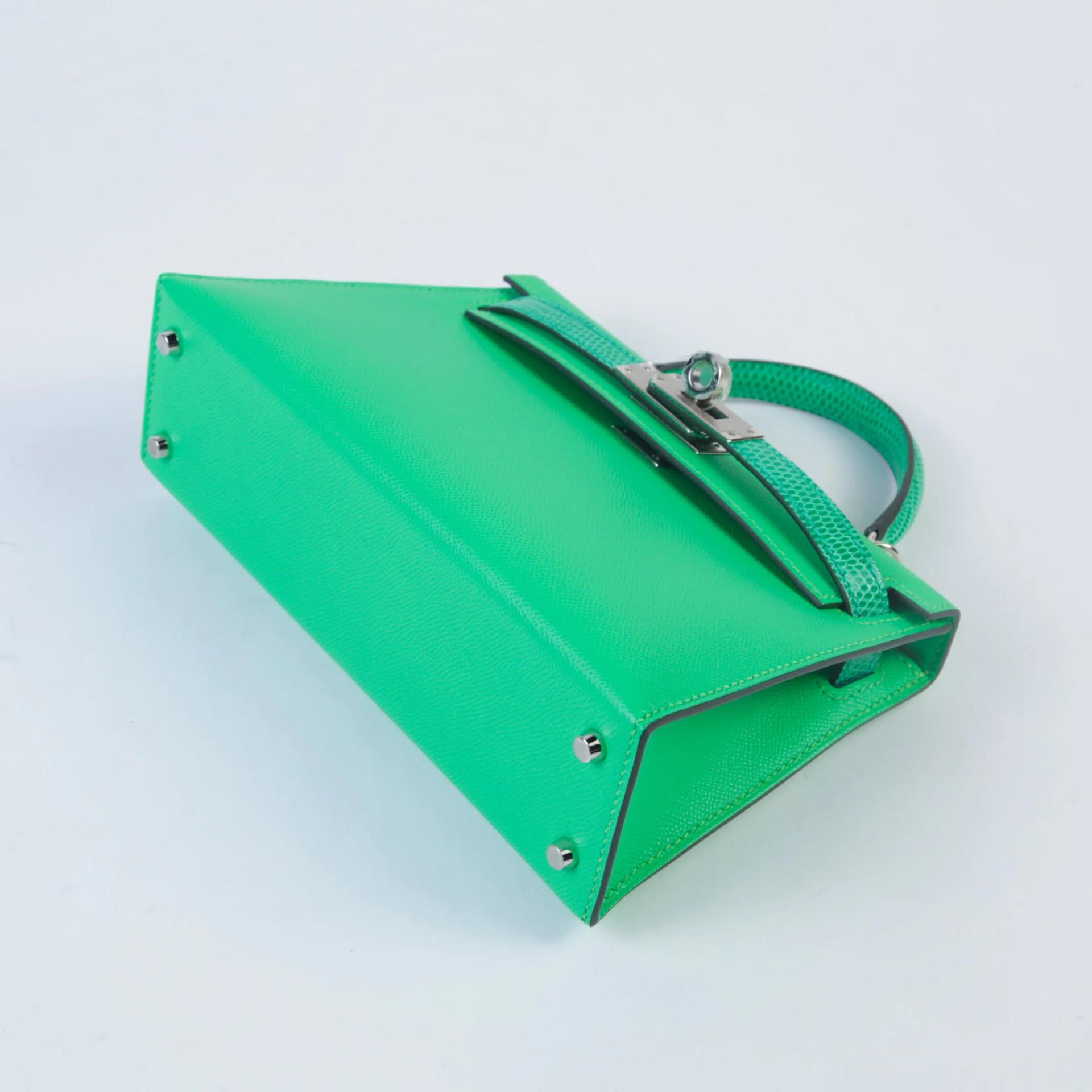 Unused ( Rank NS ) HERMÈS Mini Kelly II Touch Vert Comics (0Z) Madame Lizard Palladium hardware B (2023) - 5