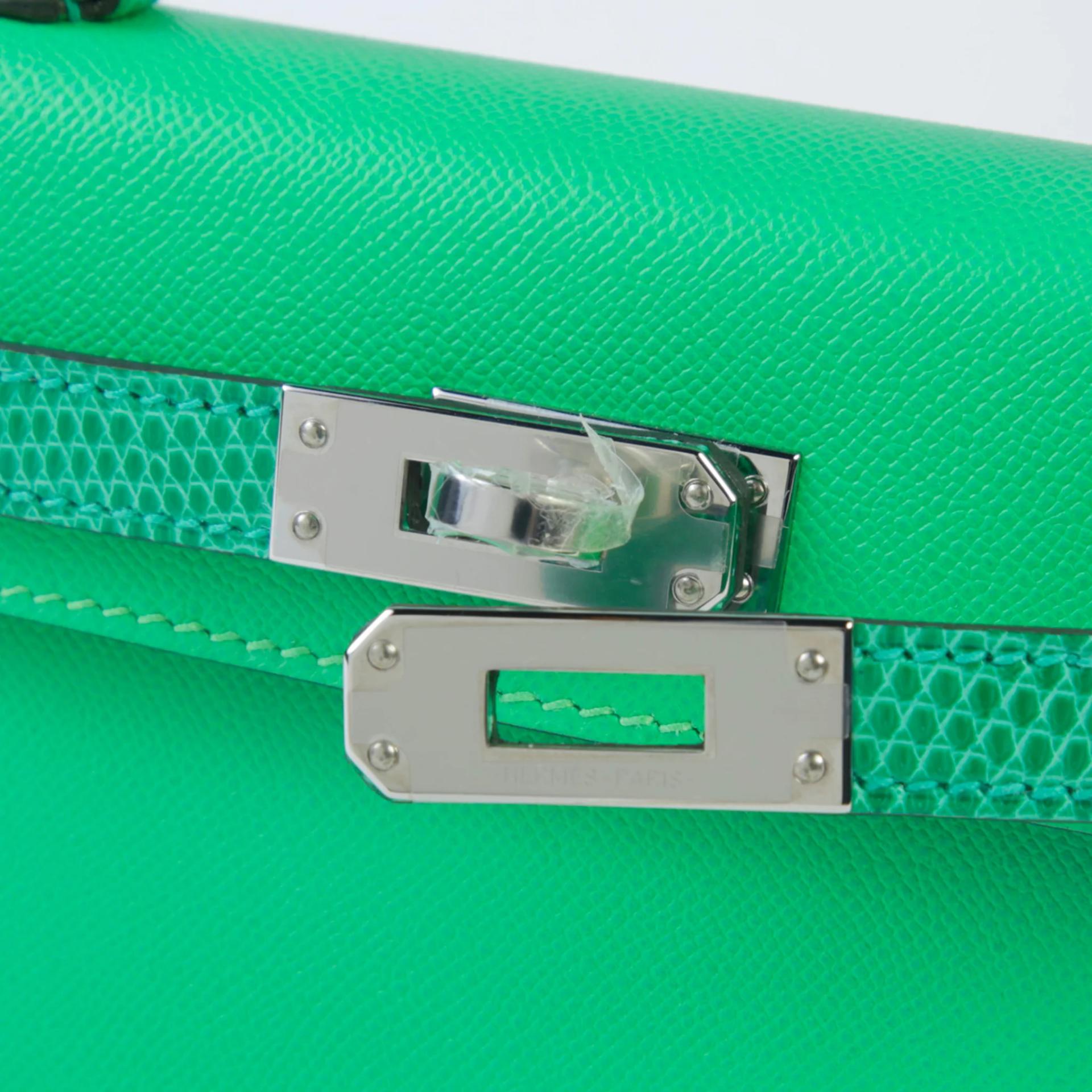 Unused ( Rank NS ) HERMÈS Mini Kelly II Touch Vert Comics (0Z) Madame Lizard Palladium hardware B (2023) - 8