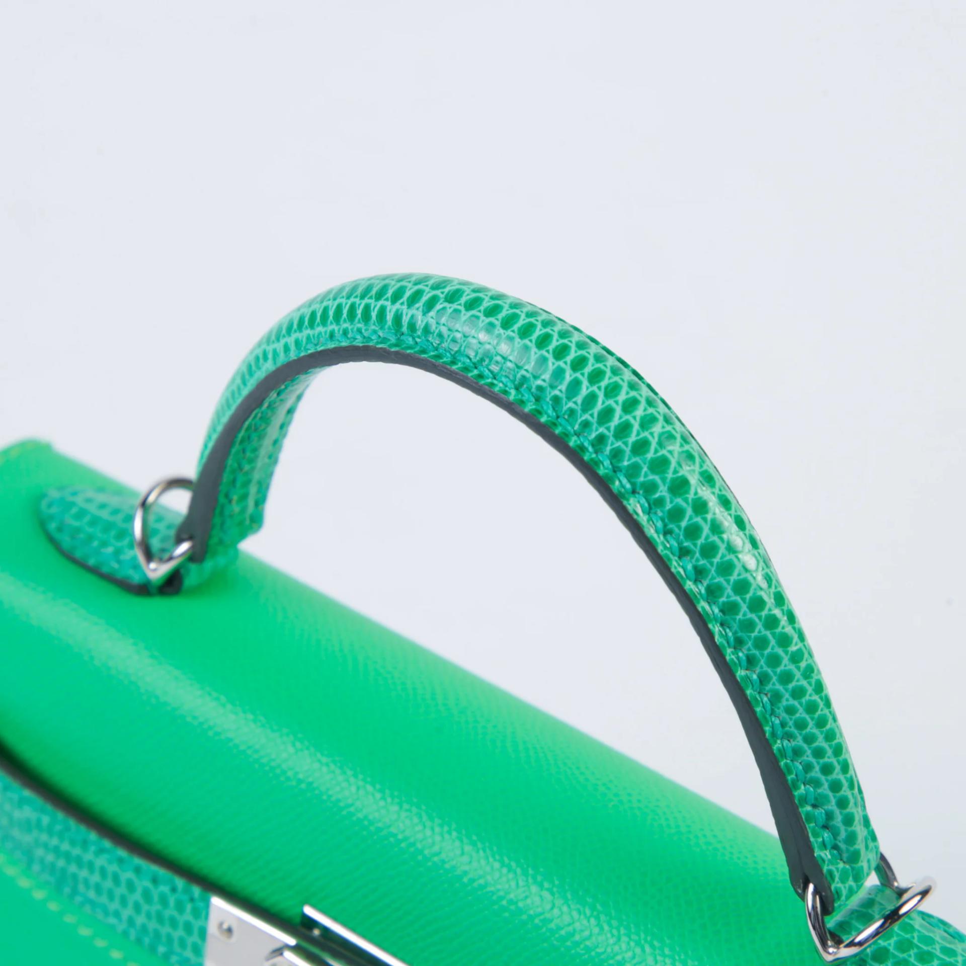 Unused ( Rank NS ) HERMÈS Mini Kelly II Touch Vert Comics (0Z) Madame Lizard Palladium hardware B (2023) - 3