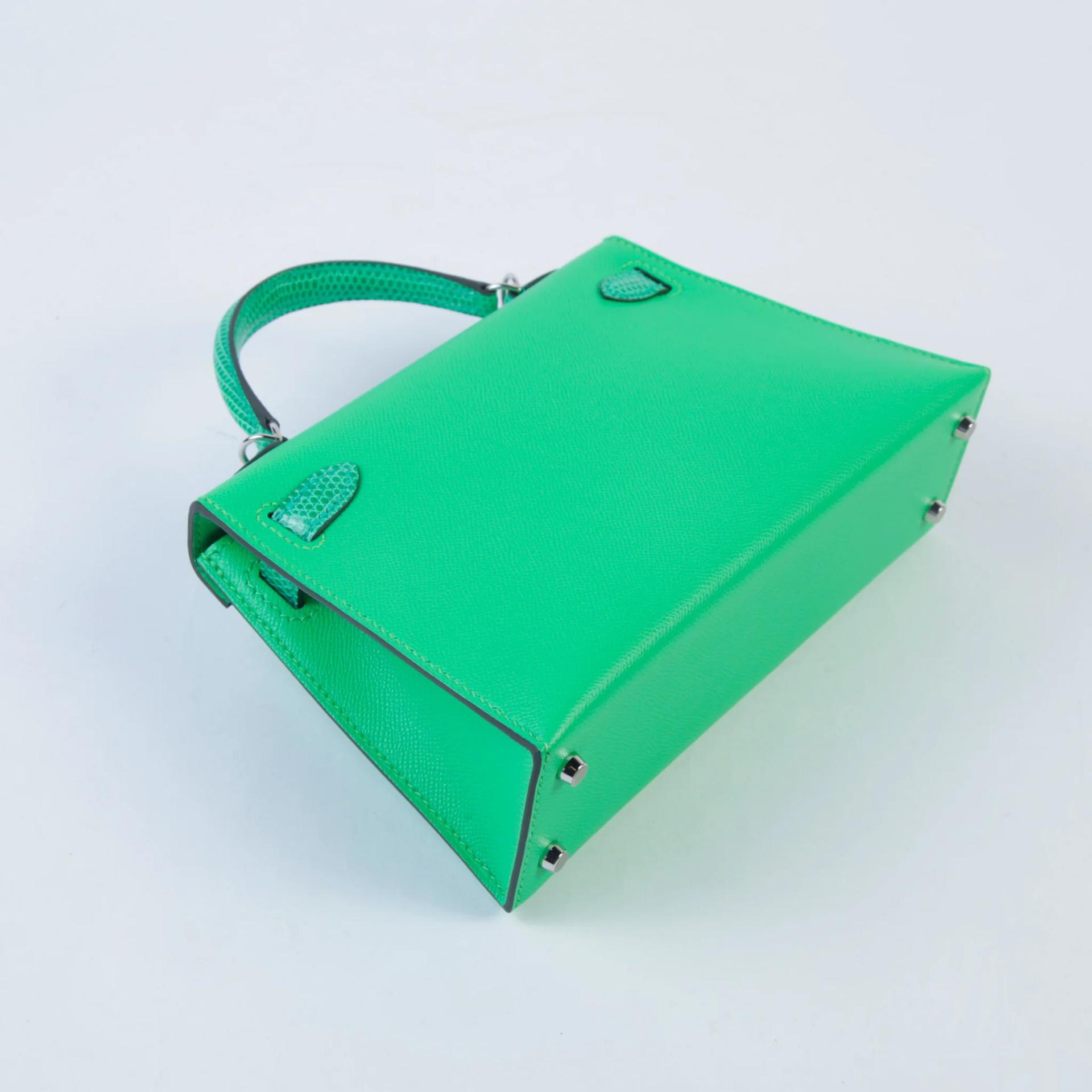 Unused ( Rank NS ) HERMÈS Mini Kelly II Touch Vert Comics (0Z) Madame Lizard Palladium hardware B (2023) - 6