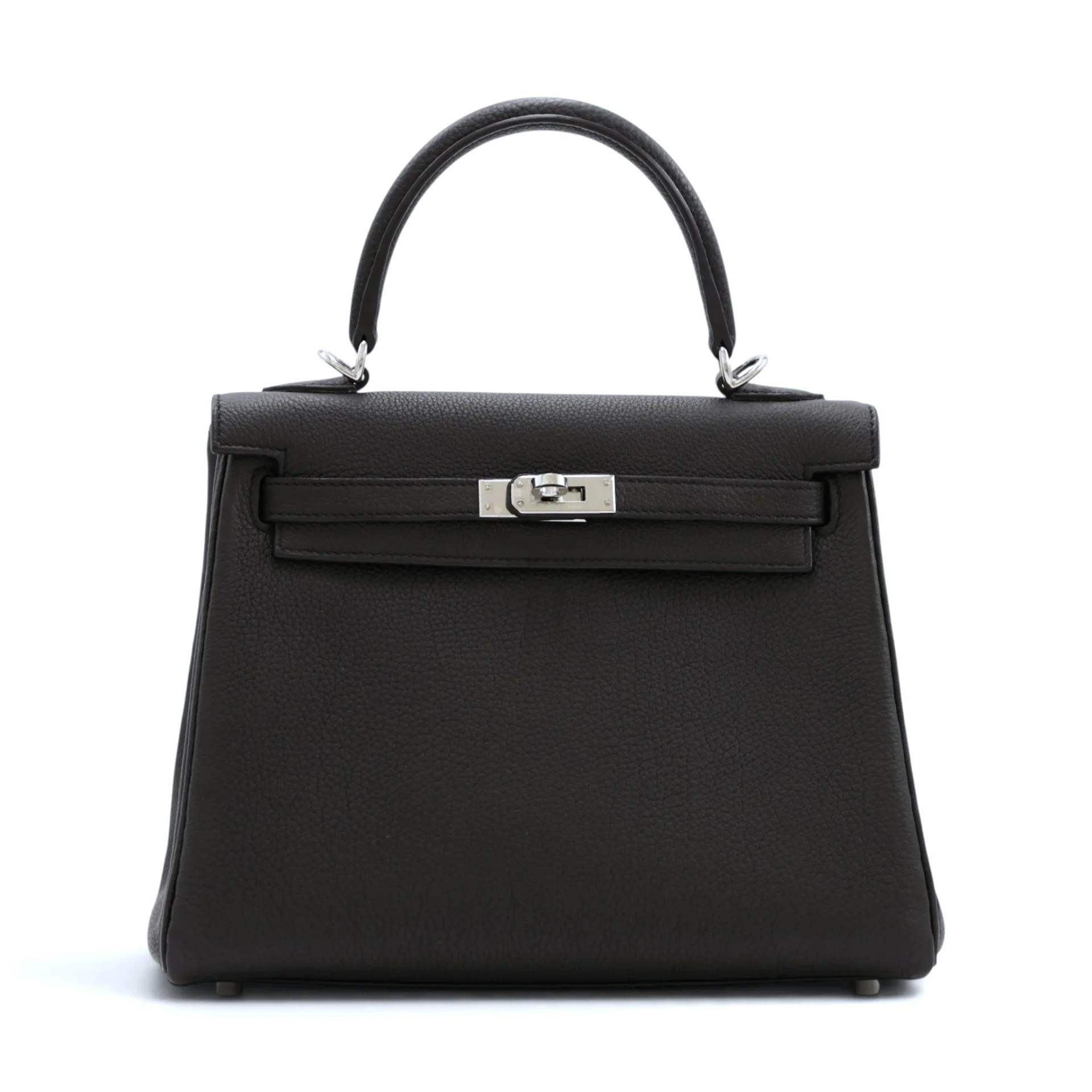 Very Good ( Rank A) HERMÈS Kelly 25 Noir (89) Togo Palladium hardware B (2023) - 1