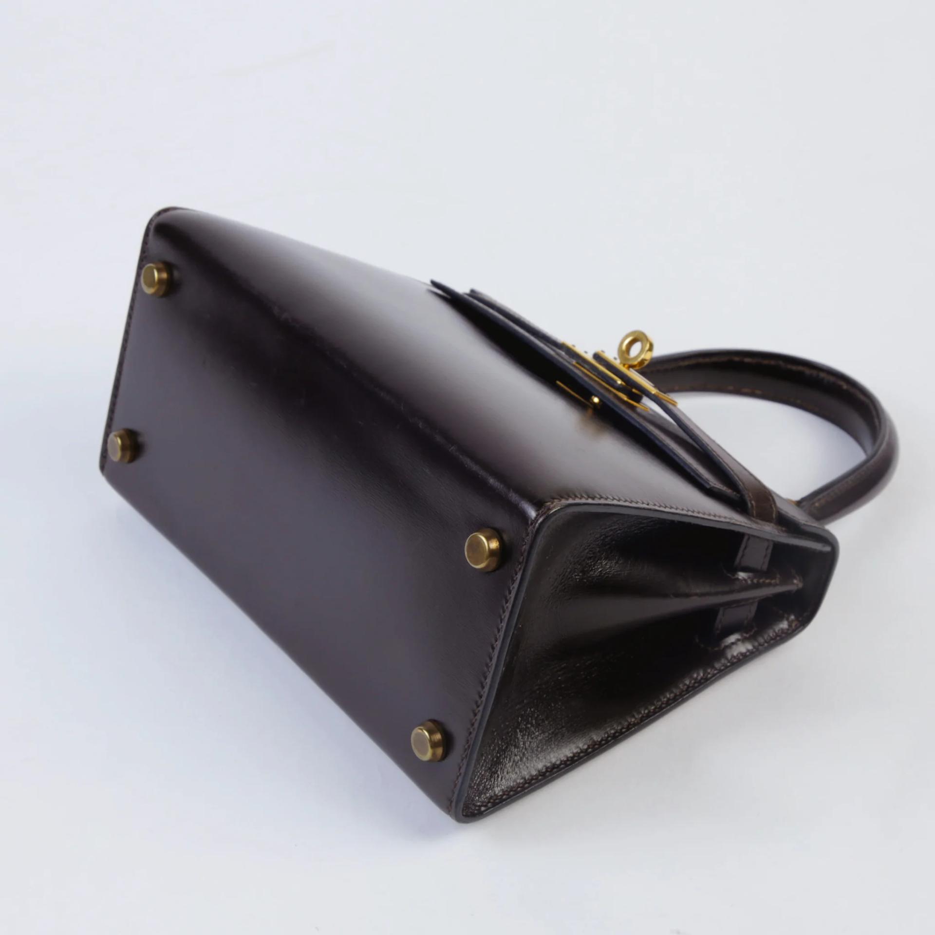 Good ( Rank AB) HERMÈS Vintage Mini Kelly 20 Brown Box-calf Gold hardware - 5