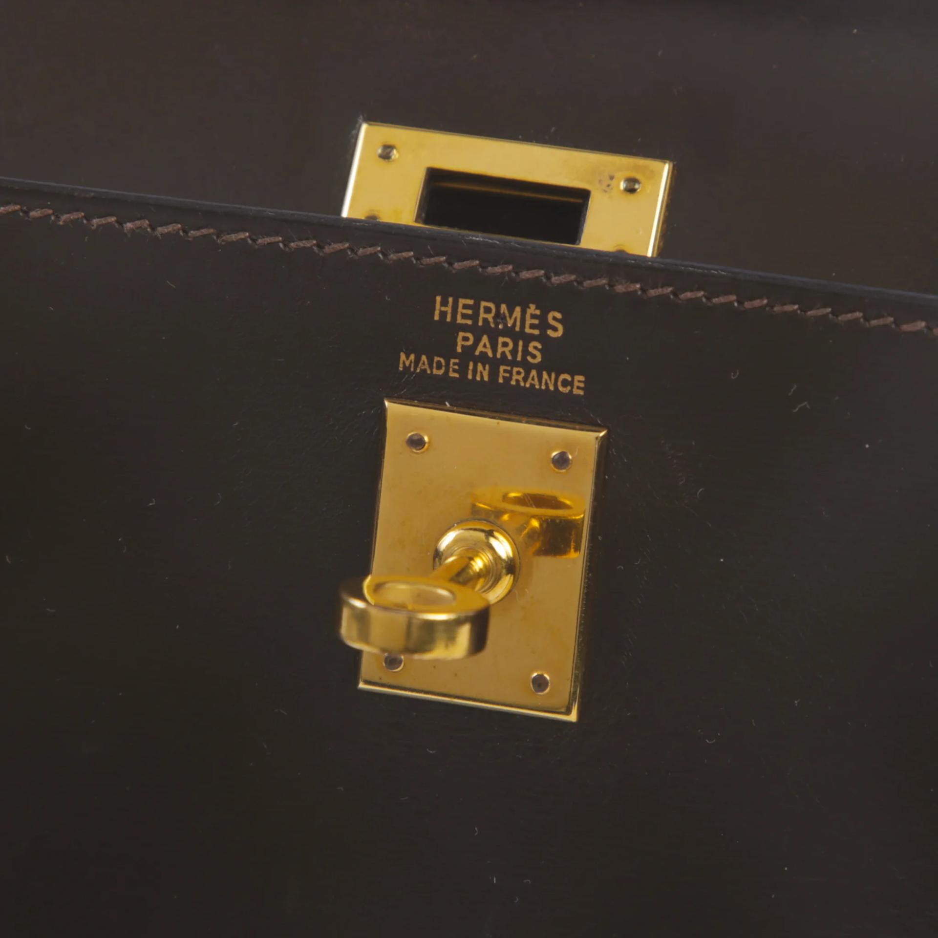 Good ( Rank AB) HERMÈS Vintage Mini Kelly 20 Brown Box-calf Gold hardware - 10