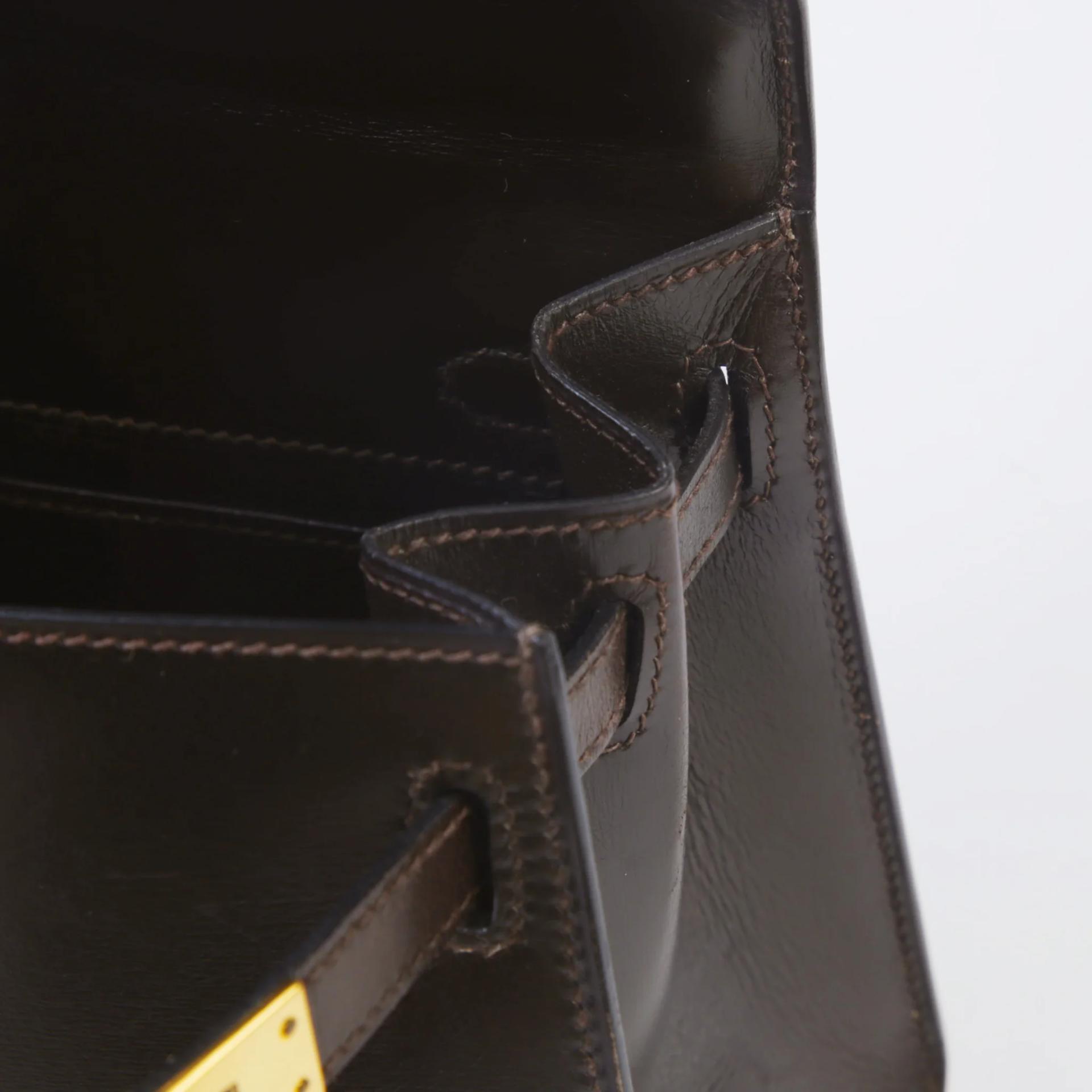 Good ( Rank AB) HERMÈS Vintage Mini Kelly 20 Brown Box-calf Gold hardware - 13