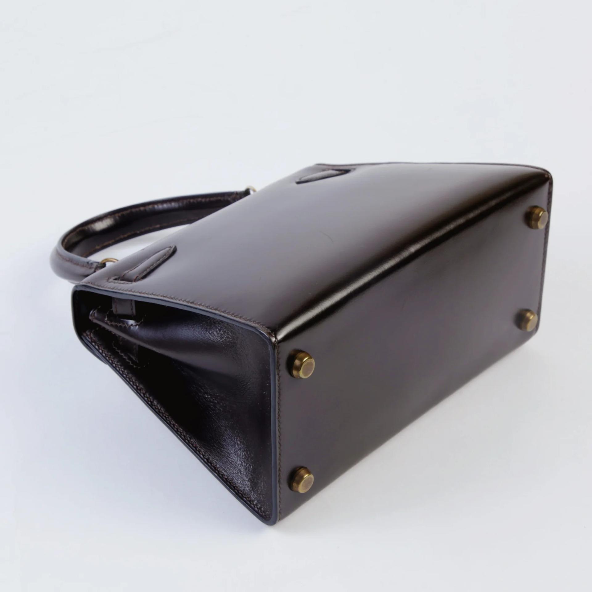 Good ( Rank AB) HERMÈS Vintage Mini Kelly 20 Brown Box-calf Gold hardware - 6