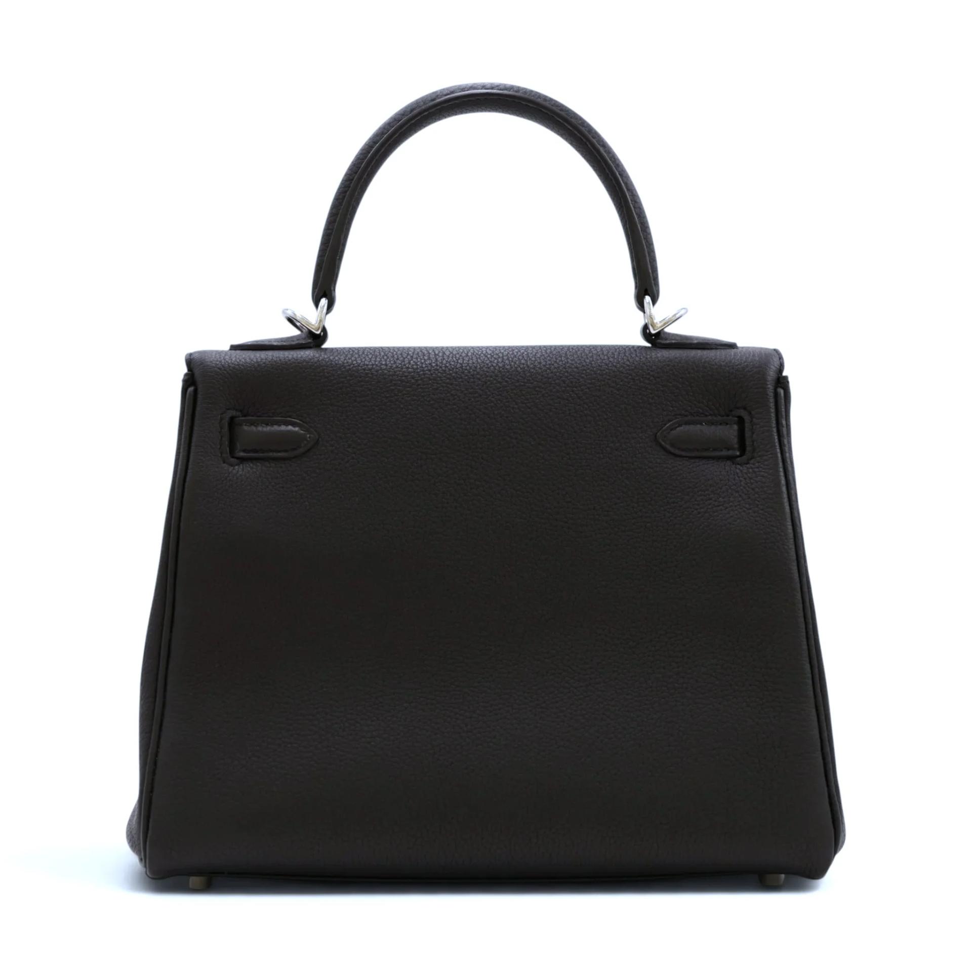 Very Good ( Rank A) HERMÈS Kelly 25 Noir (89) Togo Palladium hardware B (2023) - 2
