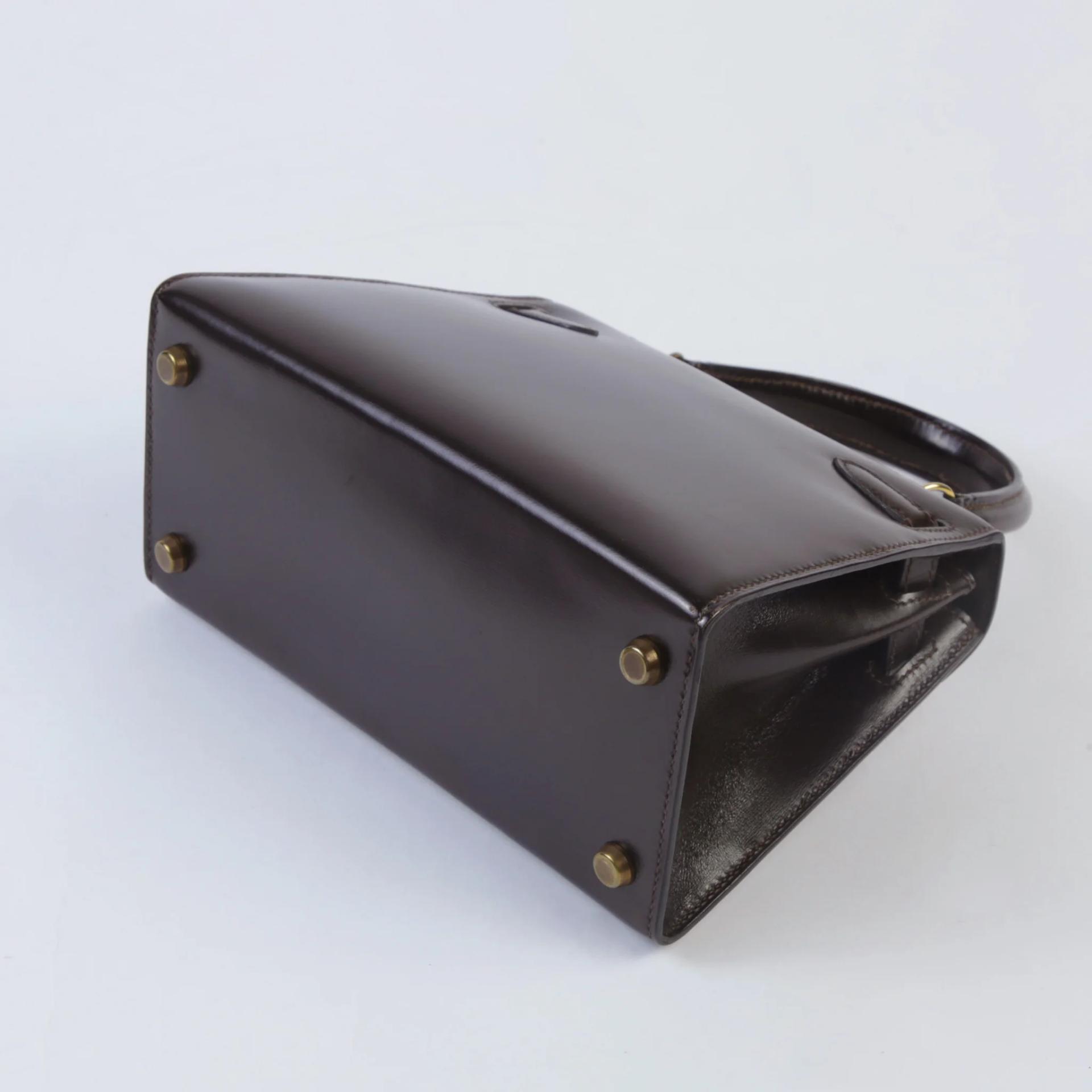 Good ( Rank AB) HERMÈS Vintage Mini Kelly 20 Brown Box-calf Gold hardware - 7