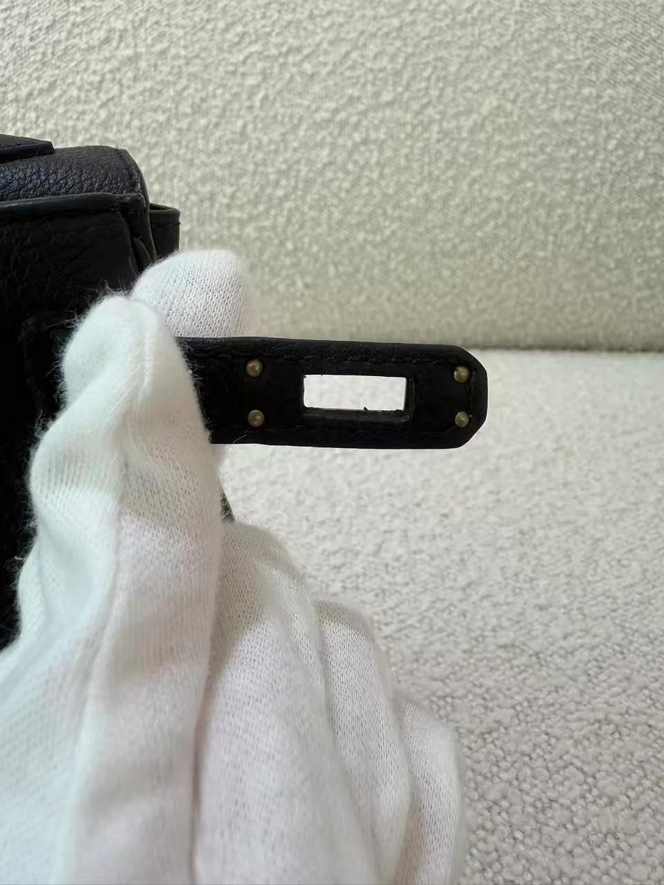 Very Good ( Rank A) HERMÈS Kelly 25 Noir (89) Togo Palladium hardware B (2023) - 20