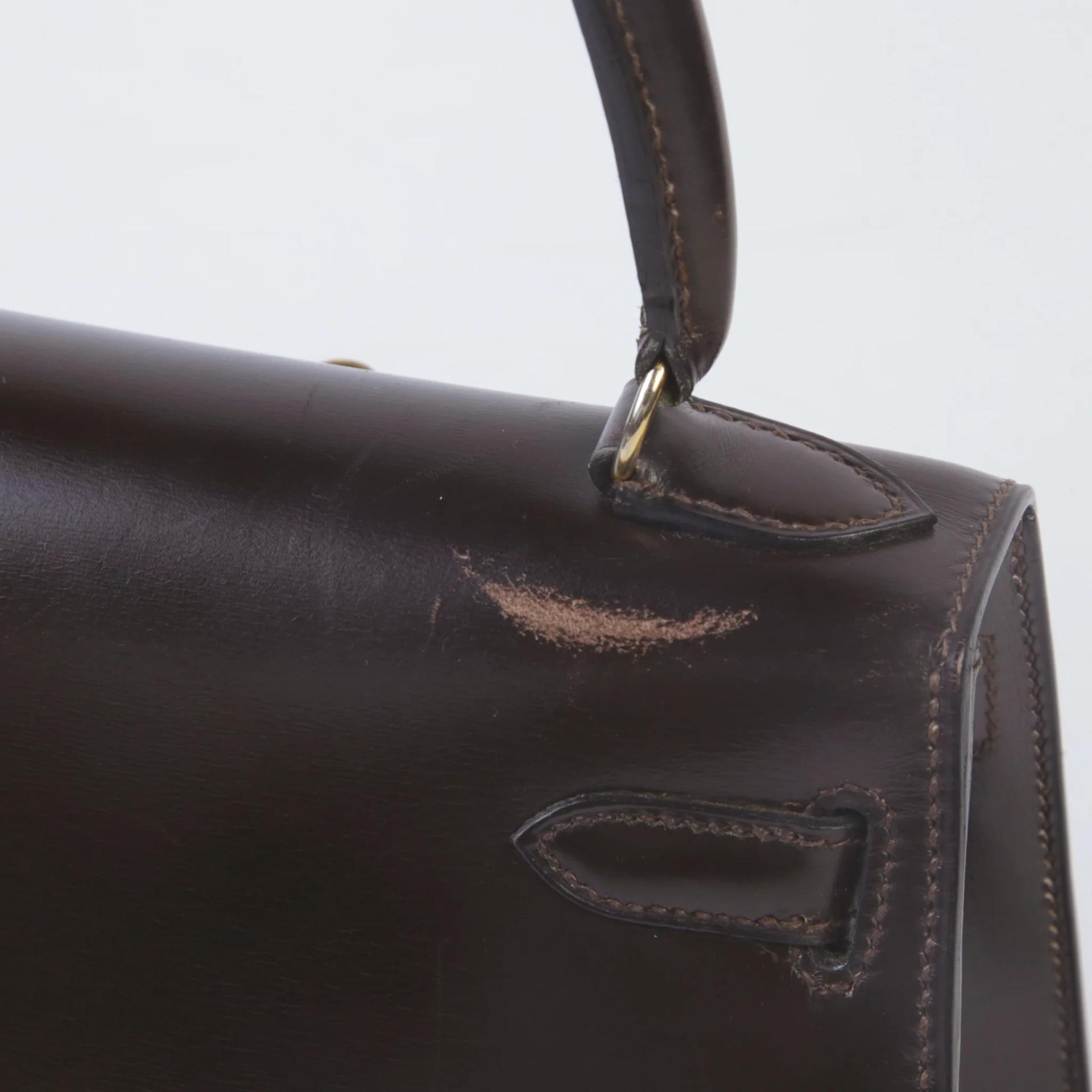Good ( Rank AB) HERMÈS Vintage Mini Kelly 20 Brown Box-calf Gold hardware - 3