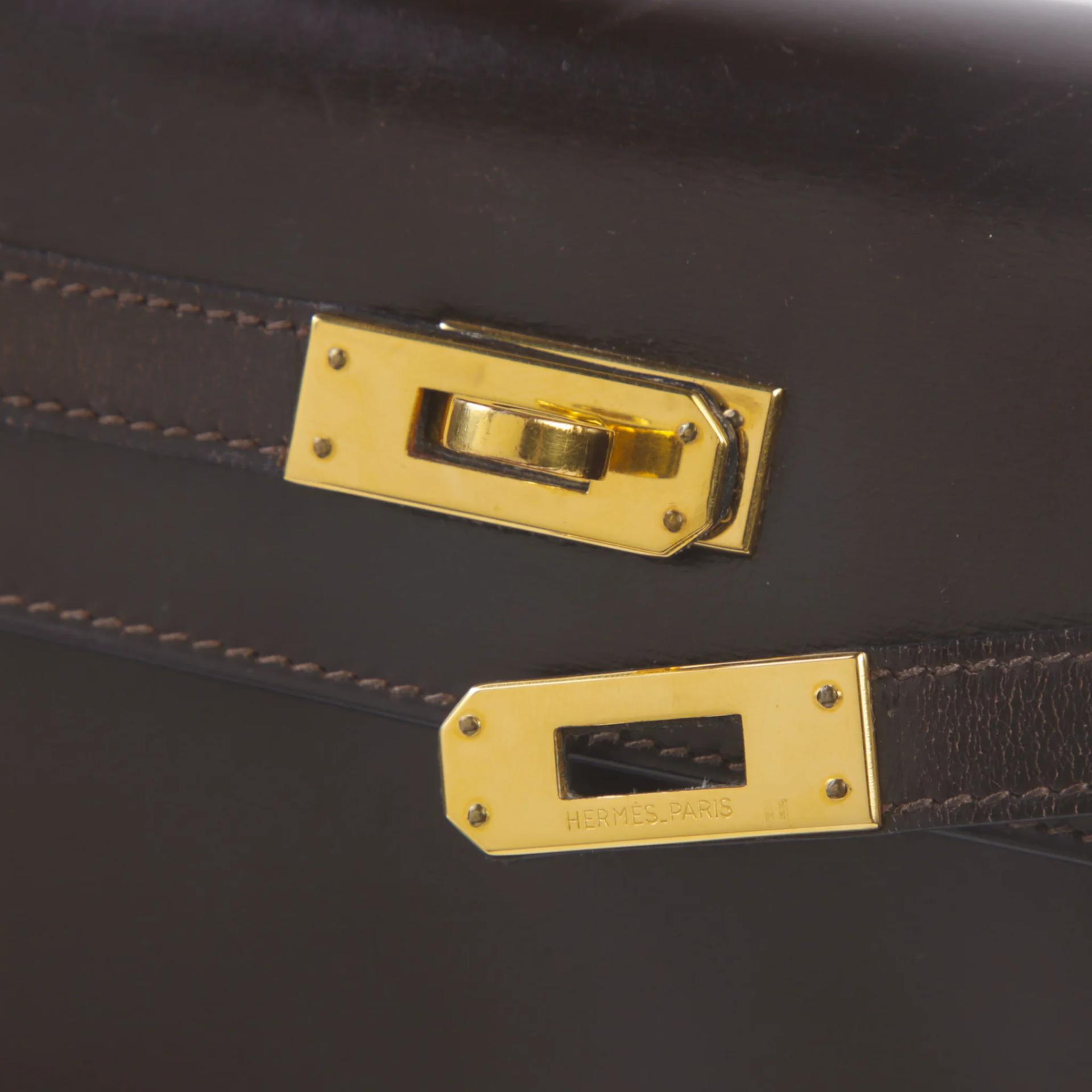 Good ( Rank AB) HERMÈS Vintage Mini Kelly 20 Brown Box-calf Gold hardware - 8