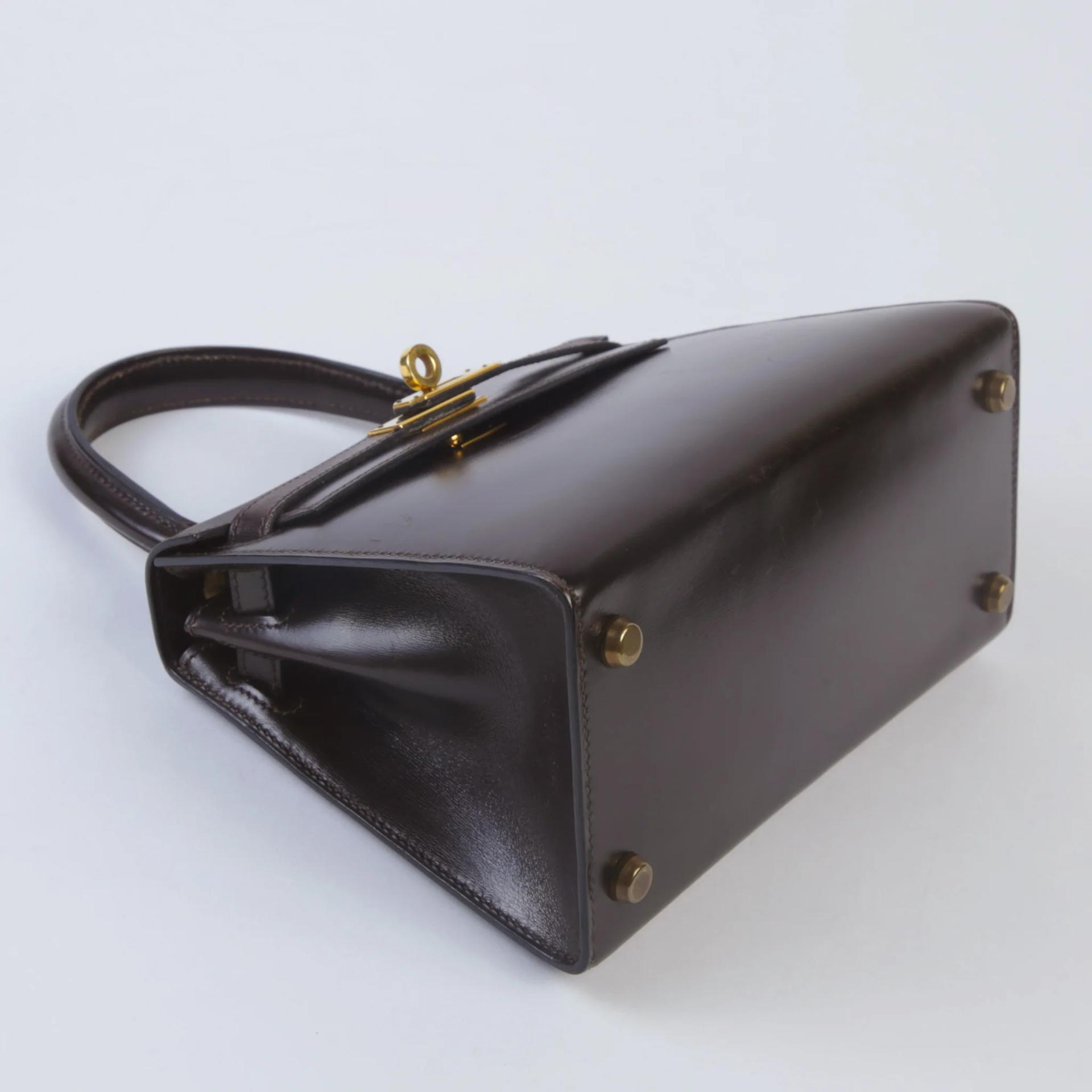 Good ( Rank AB) HERMÈS Vintage Mini Kelly 20 Brown Box-calf Gold hardware - 4