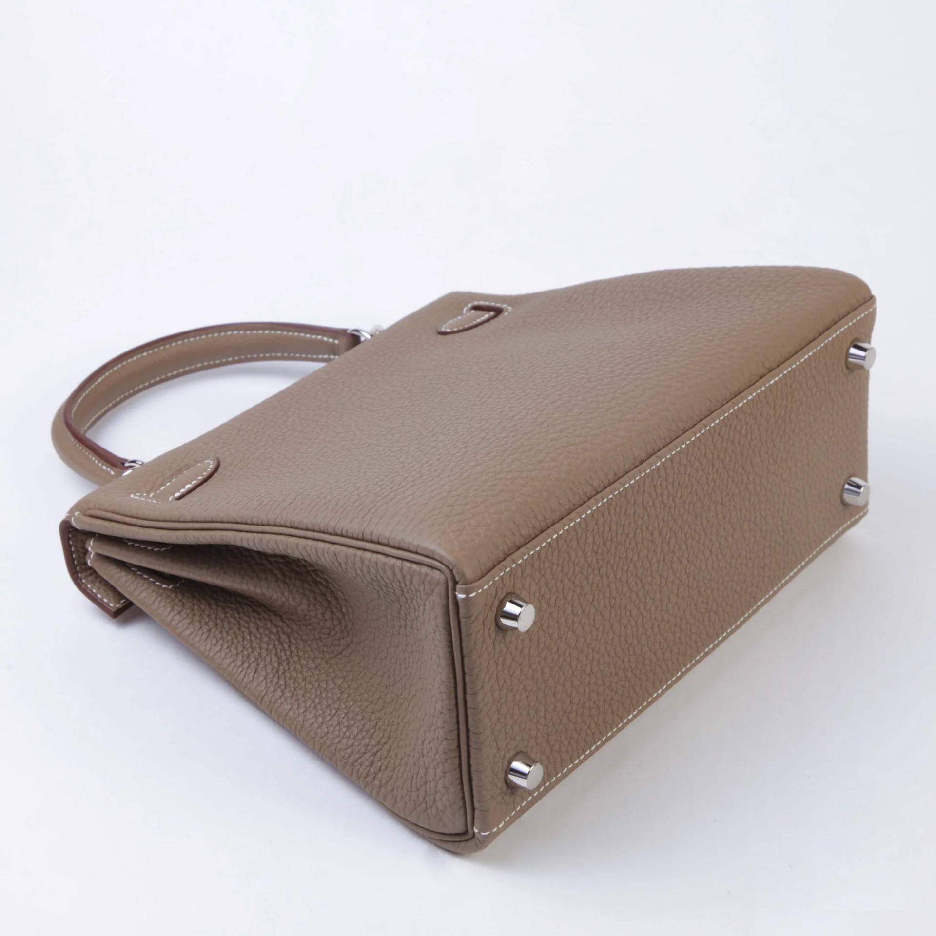 Unused ( Rank NS ) HERMÈS Kelly 25 Etoupe (18) Togo Palladium hardware W (2024) - 6