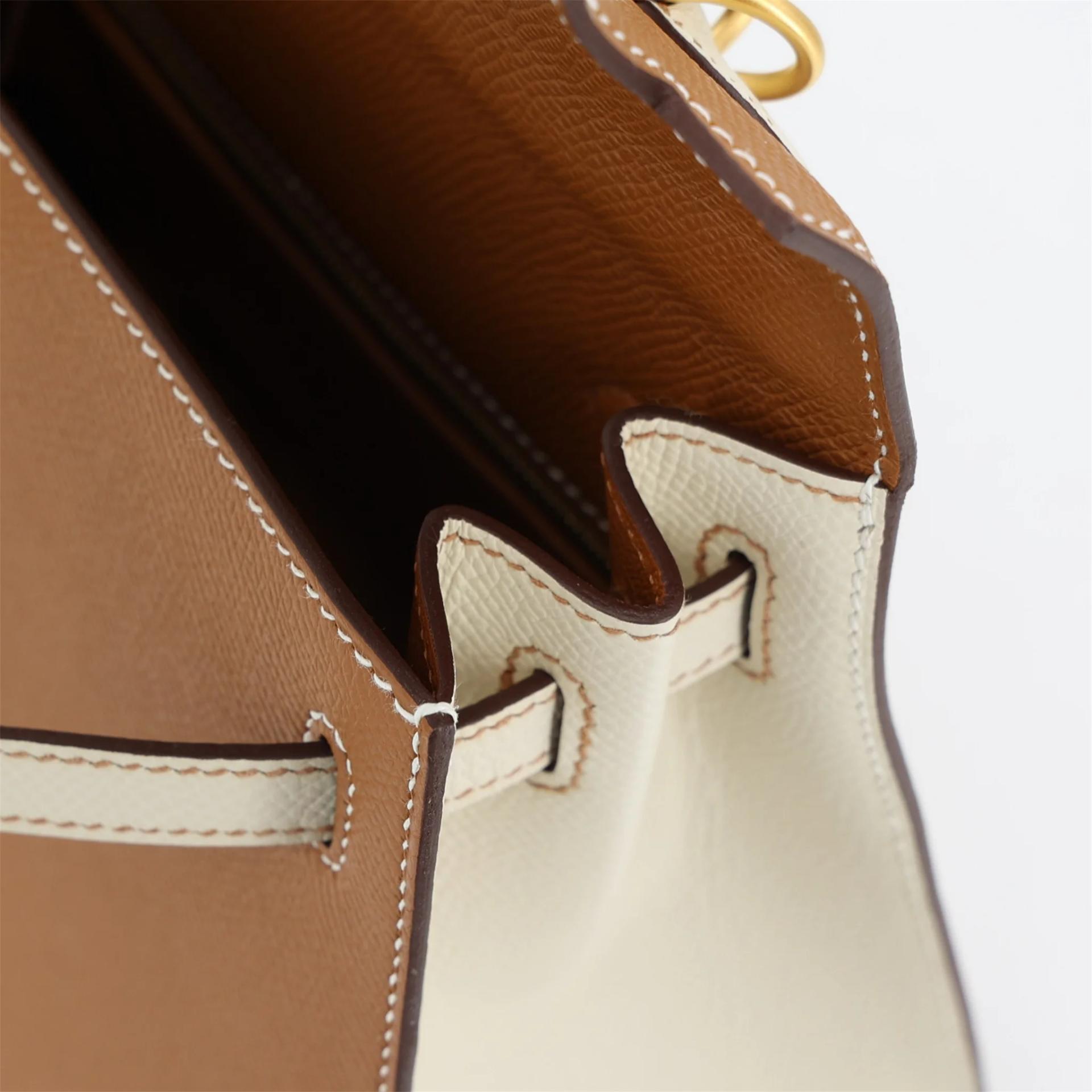 Unused ( Rank NS ) HERMÈS Special Order Kelly 25 Sellier Gold (37) Craie (10) Epsom Brushed Gold hardware W (2024) - 13