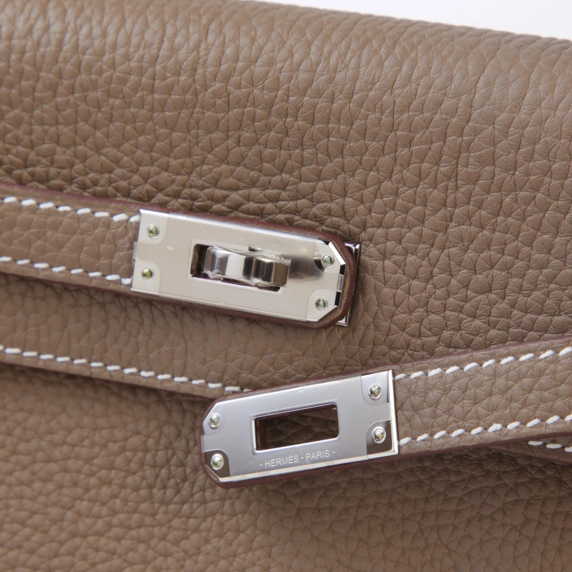 Unused ( Rank NS ) HERMÈS Kelly 25 Etoupe (18) Togo Palladium hardware W (2024) - 8
