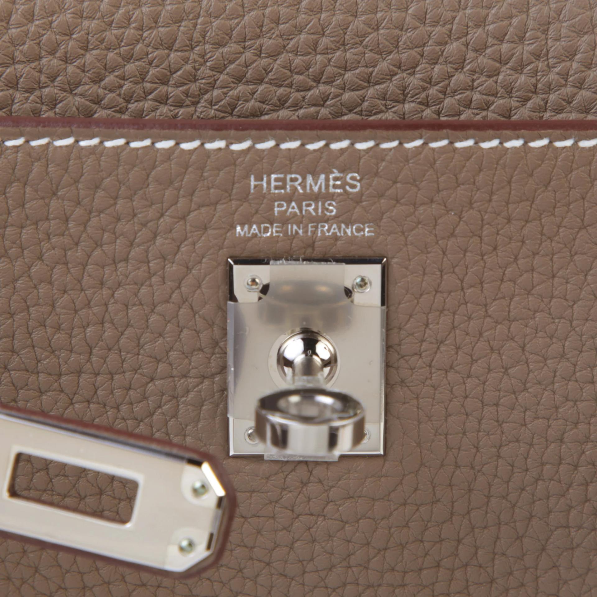 Unused ( Rank NS ) HERMÈS Kelly 25 Etoupe (18) Togo Palladium hardware W (2024) - 9