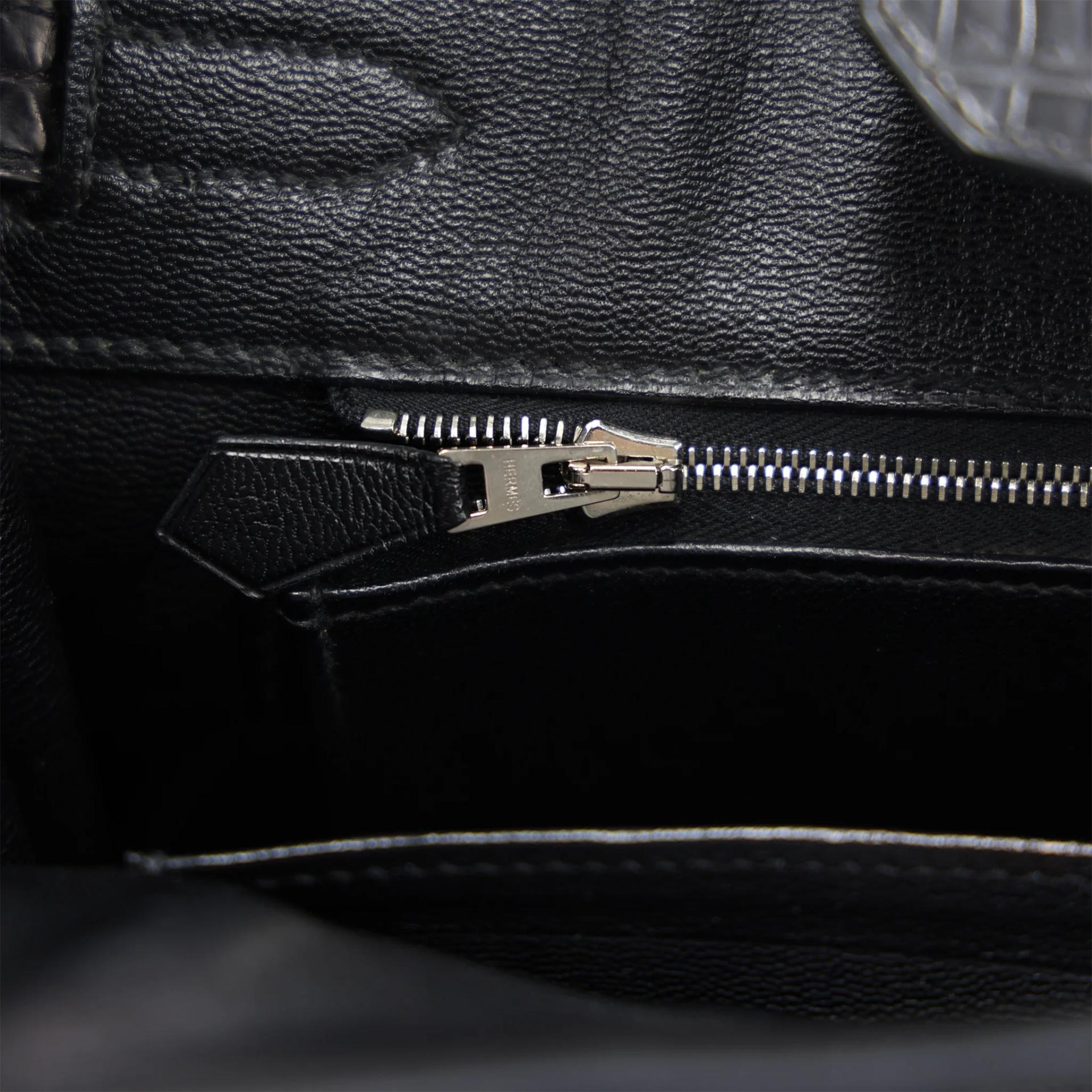 Very Good ( Rank A) HERMÈS Limited Edition Birkin 30 So Black Noir (89) Matte Niloticus Crocodile Black hardware Square N (2010) - 16