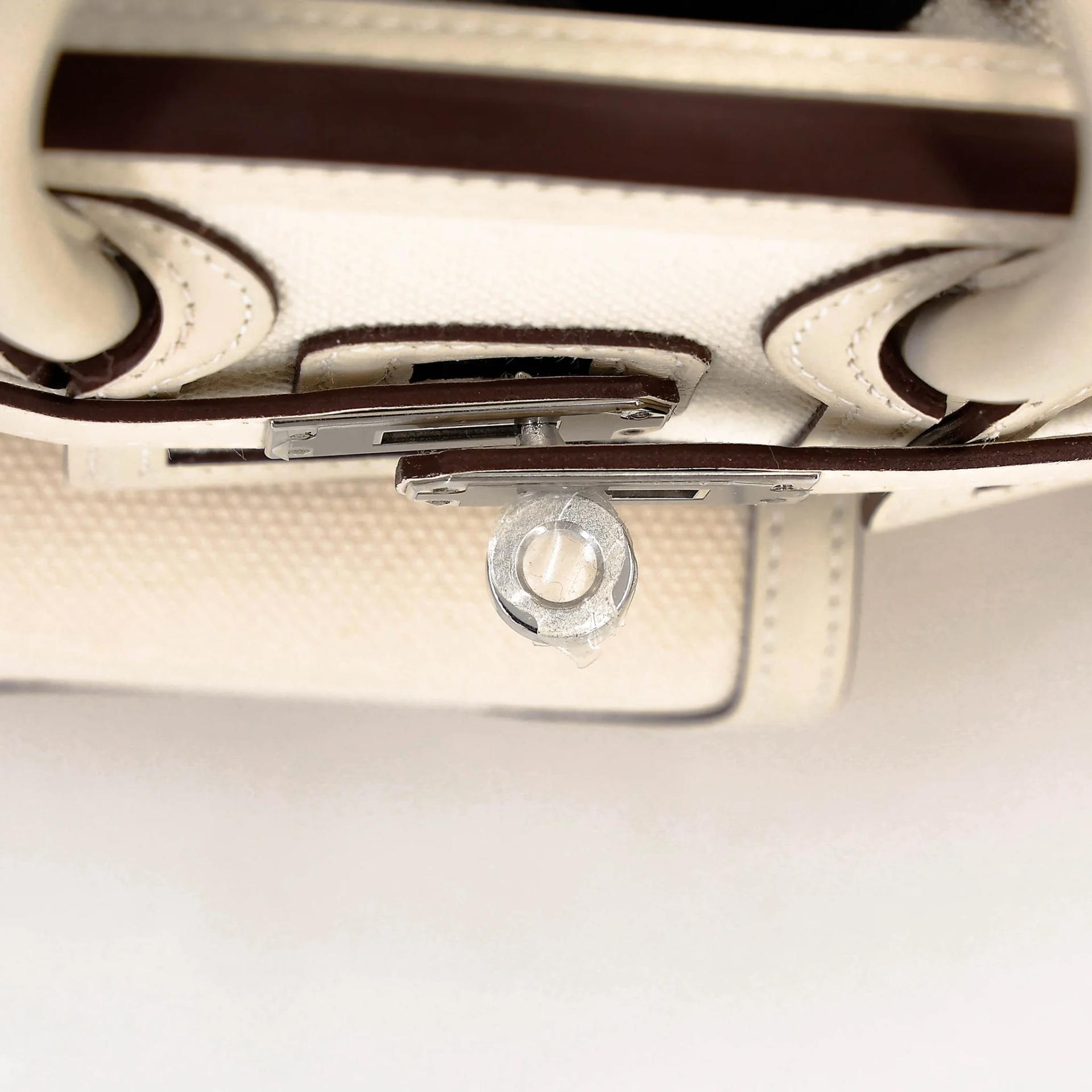 Excellent ( Rank SA ) HERMÈS Limited Edition Birkin Cargo 25 Nata (I2) Swift Toile Goeland canvas Palladium hardware U (2022) - 18