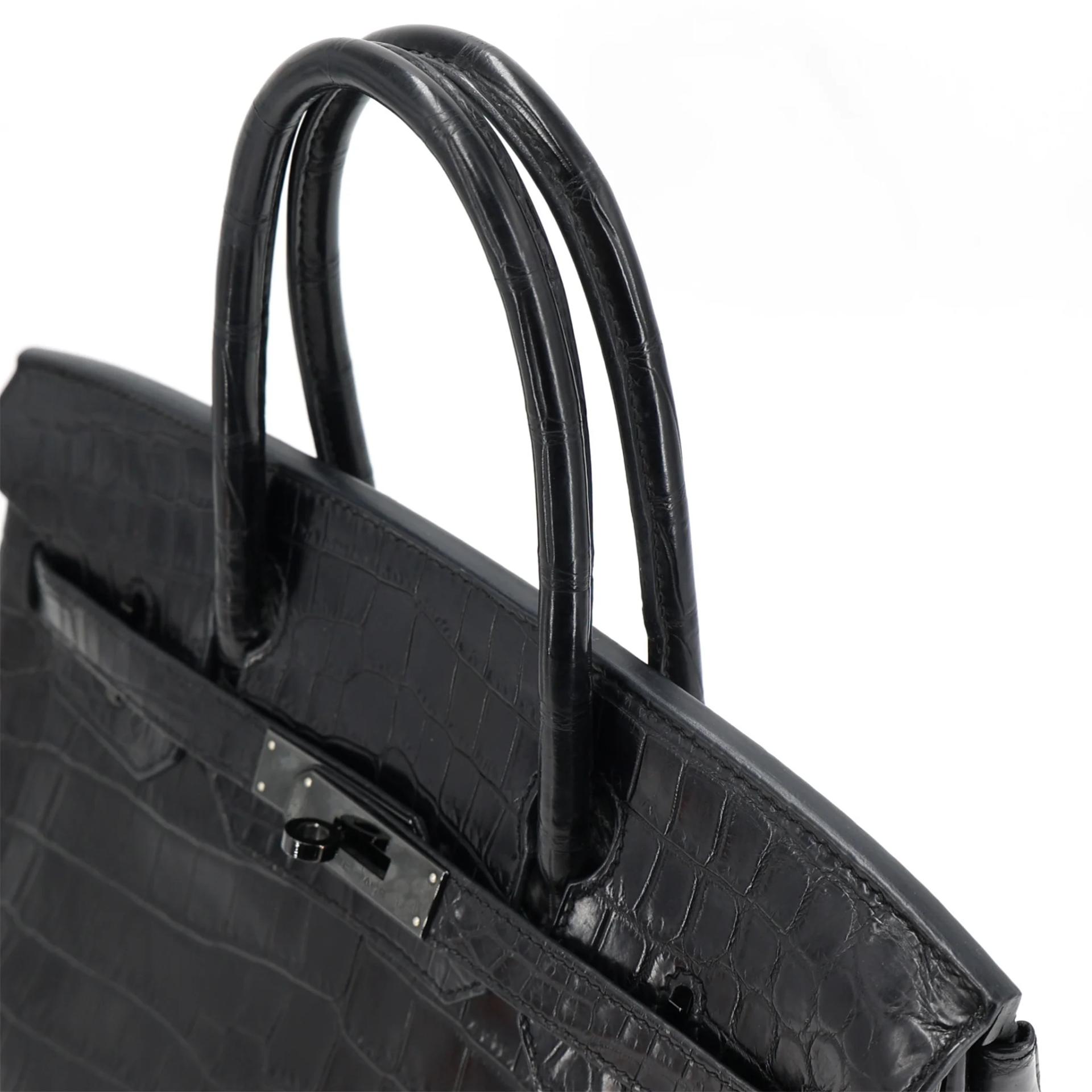 Very Good ( Rank A) HERMÈS Limited Edition Birkin 30 So Black Noir (89) Matte Niloticus Crocodile Black hardware Square N (2010) - 3
