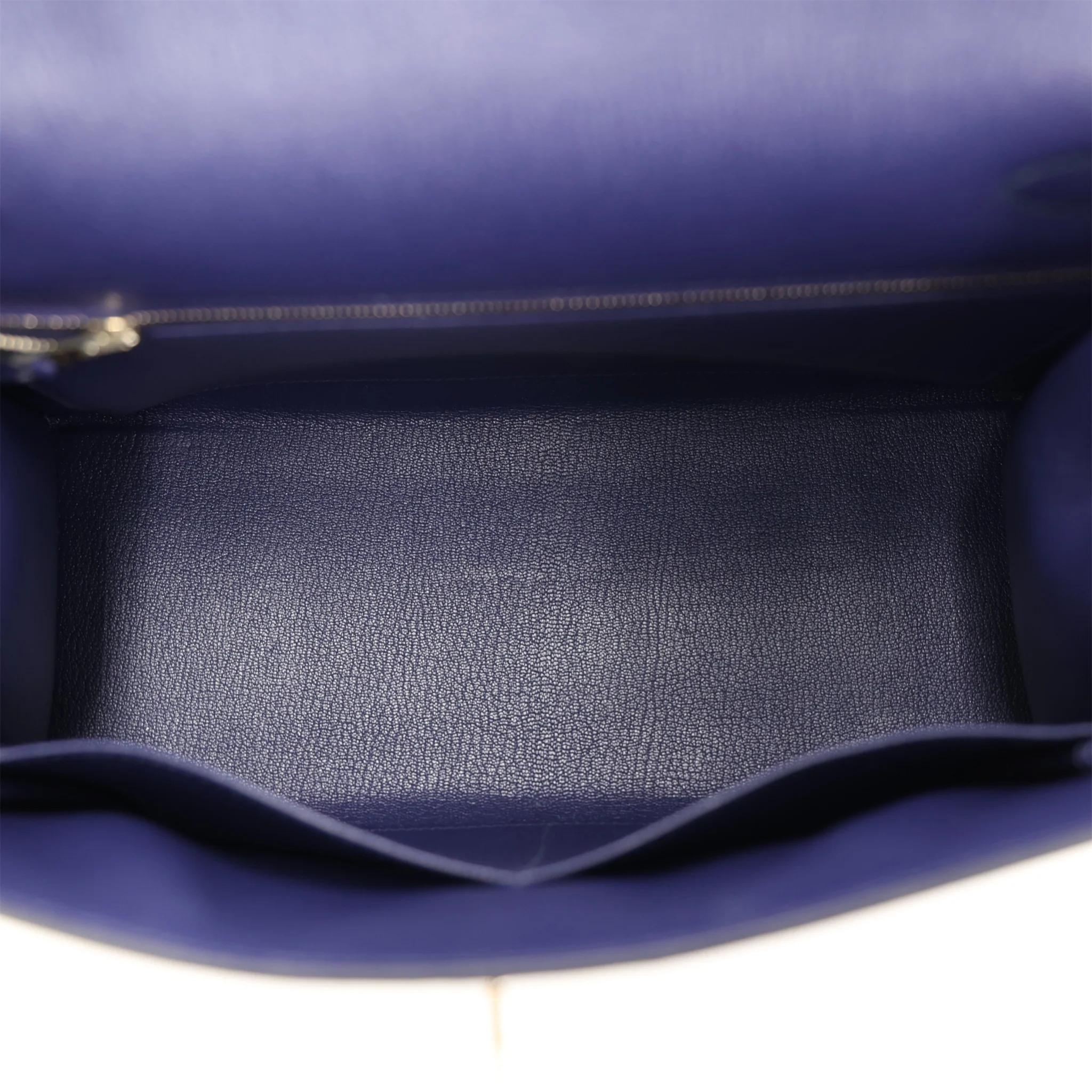 Excellent ( Rank SA ) HERMÈS Limited Edition Kelly 28 Sellier Letter H Vert Cypress (6O) Bleu Obscur (K7) Malachite (Z6) Epsom Sombrero Clemence Palladium hardware C (2018) - 11