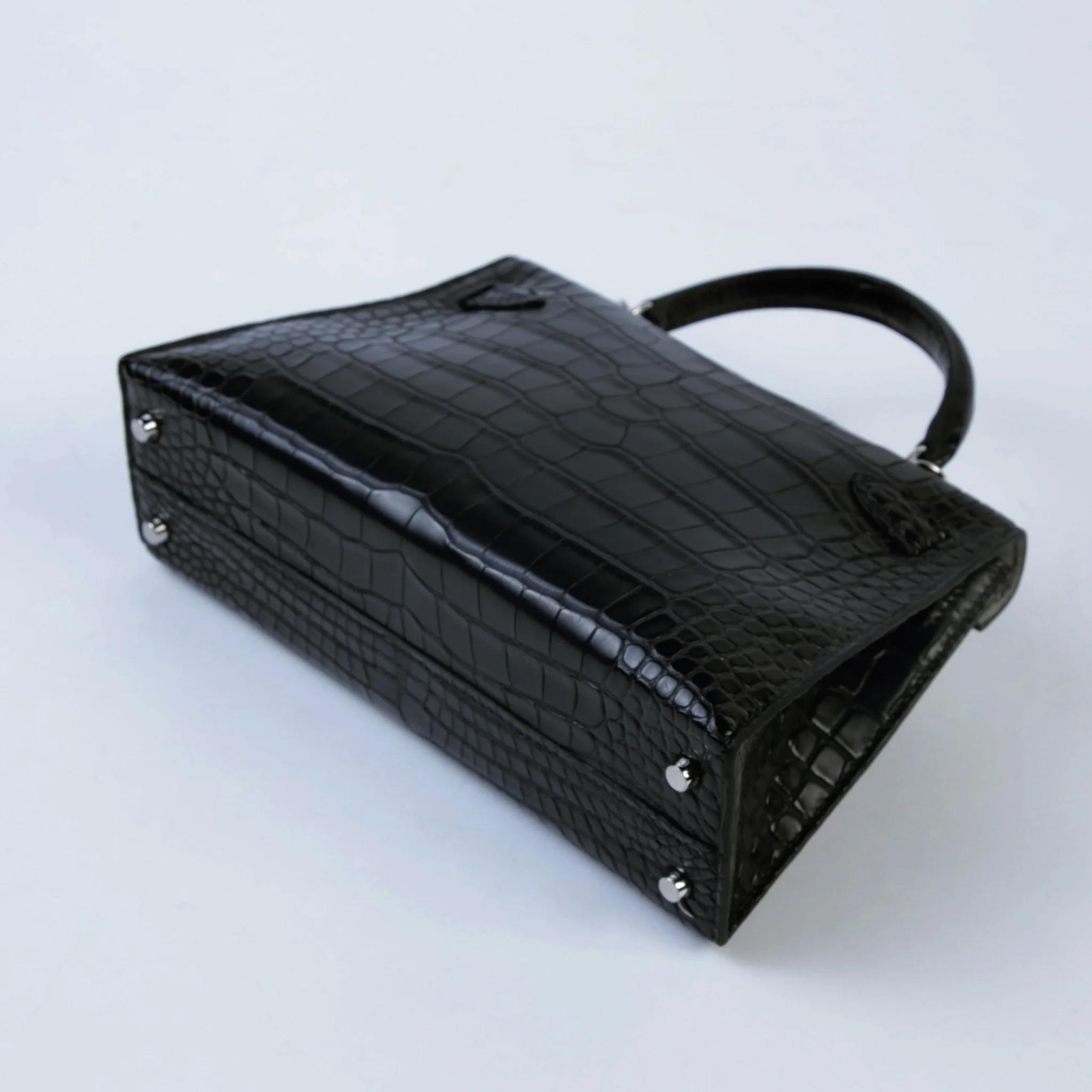 Brand New ( Rank N ) HERMÈS Special Order Mini Kelly II Noir (89) Gris Perle (80) Matte Alligator Palladium hardware K (2025) - 7