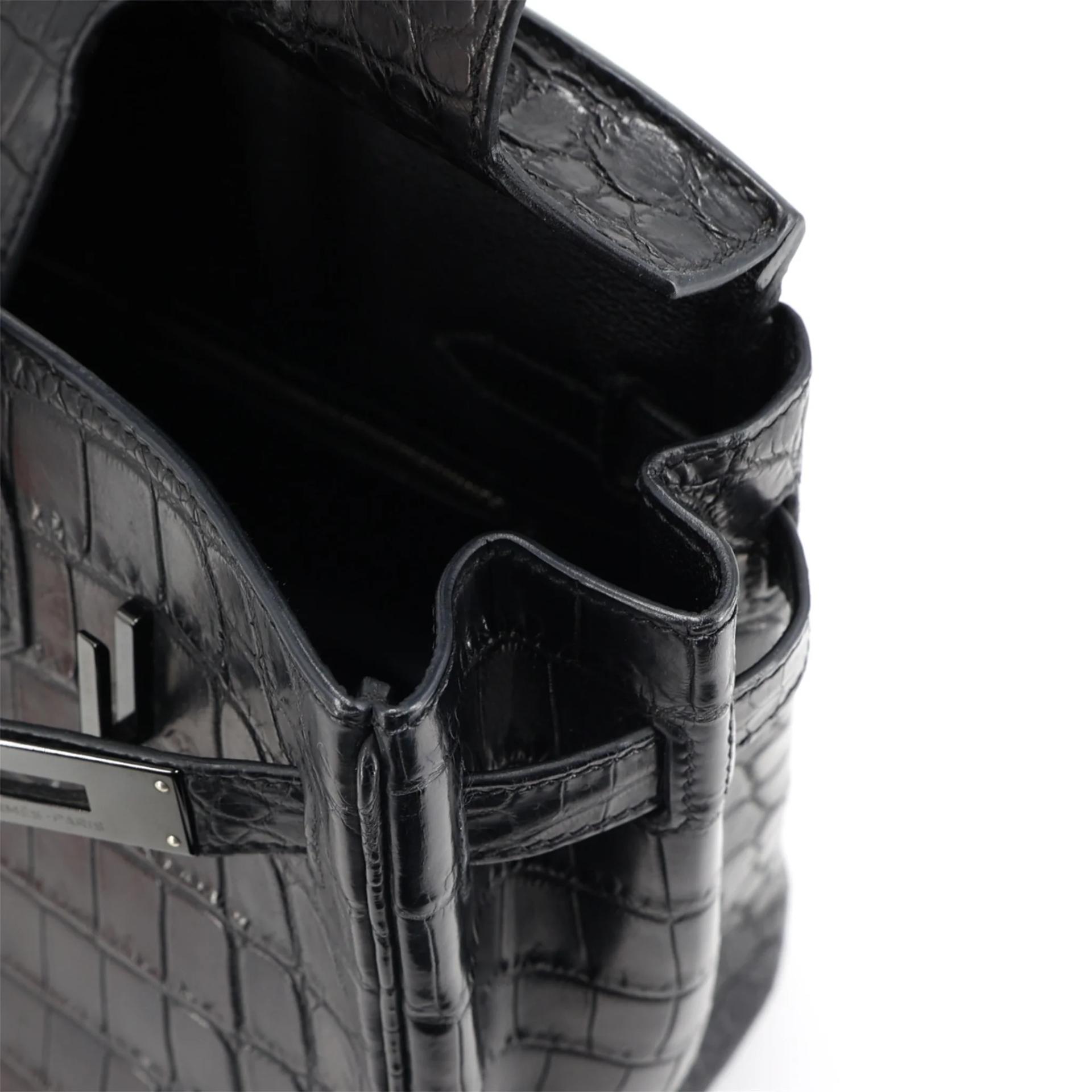 Very Good ( Rank A) HERMÈS Limited Edition Birkin 30 So Black Noir (89) Matte Niloticus Crocodile Black hardware Square N (2010) - 15
