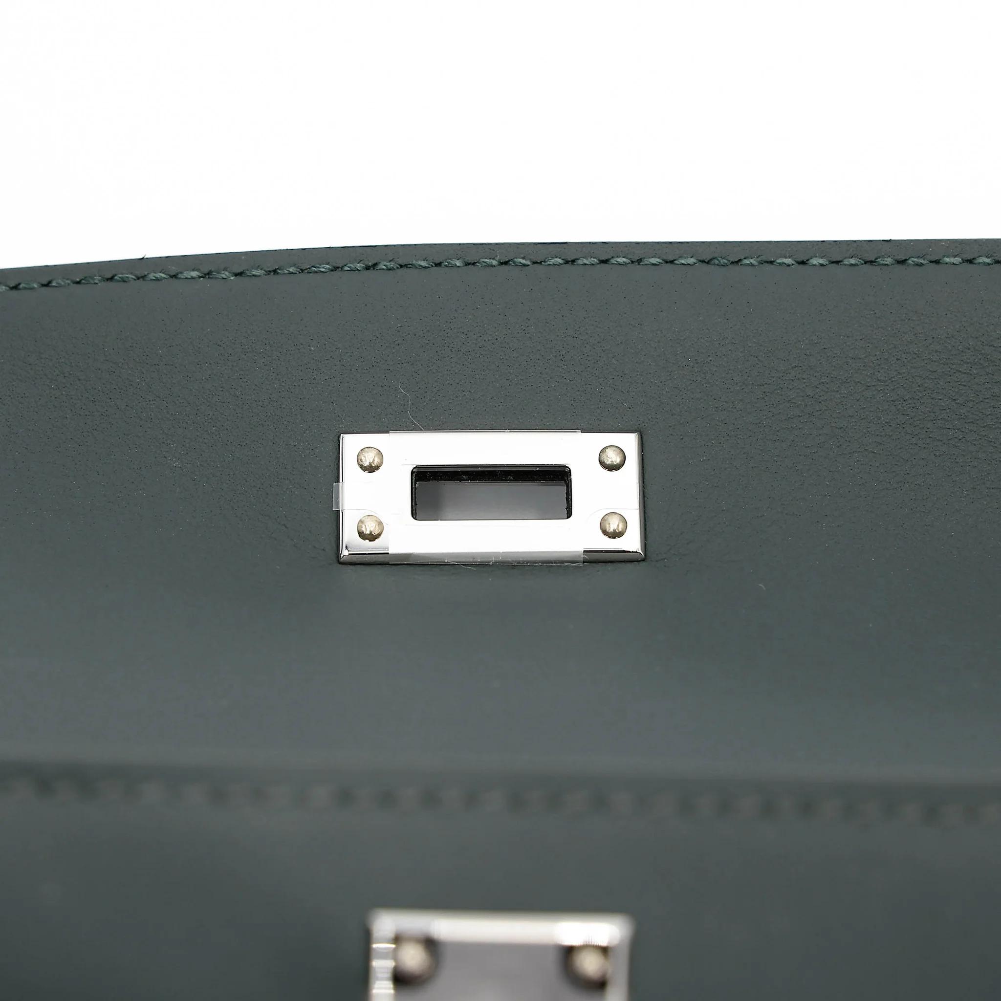 Brand New ( Rank N ) HERMÈS Kelly Pochette Vert Mangrove (Q0) Swift Palladium hardware K (2025) - 11