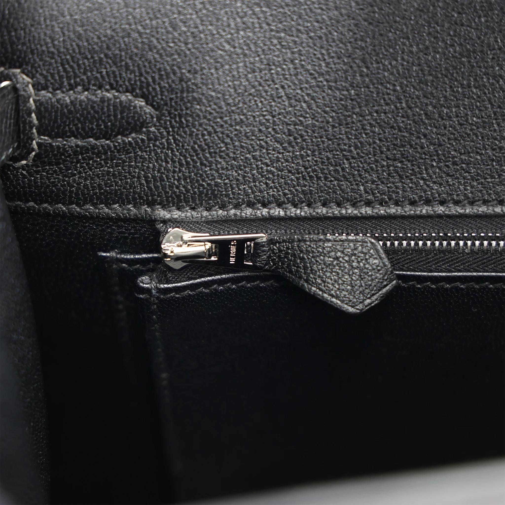 Brand New ( Rank N ) HERMÈS Special Order Birkin 25 sellier Black Graphite (88) Epsom Brushed Palladium K (2025) - 14