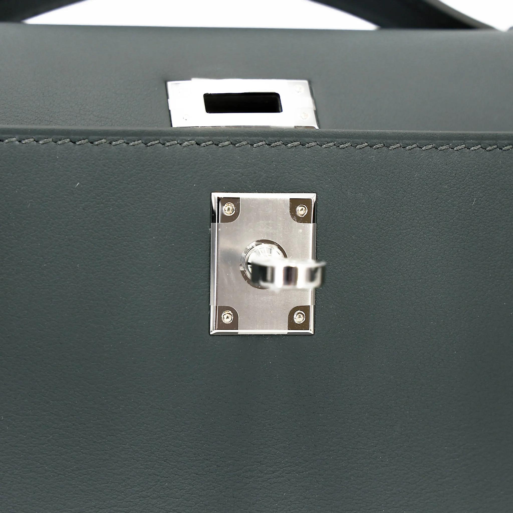 Brand New ( Rank N ) HERMÈS Kelly Pochette Vert Mangrove (Q0) Swift Palladium hardware K (2025) - 13