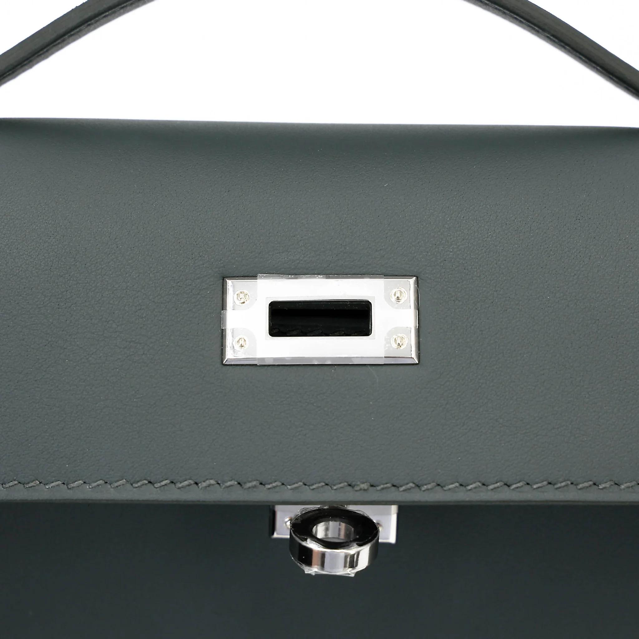 Brand New ( Rank N ) HERMÈS Kelly Pochette Vert Mangrove (Q0) Swift Palladium hardware K (2025) - 10