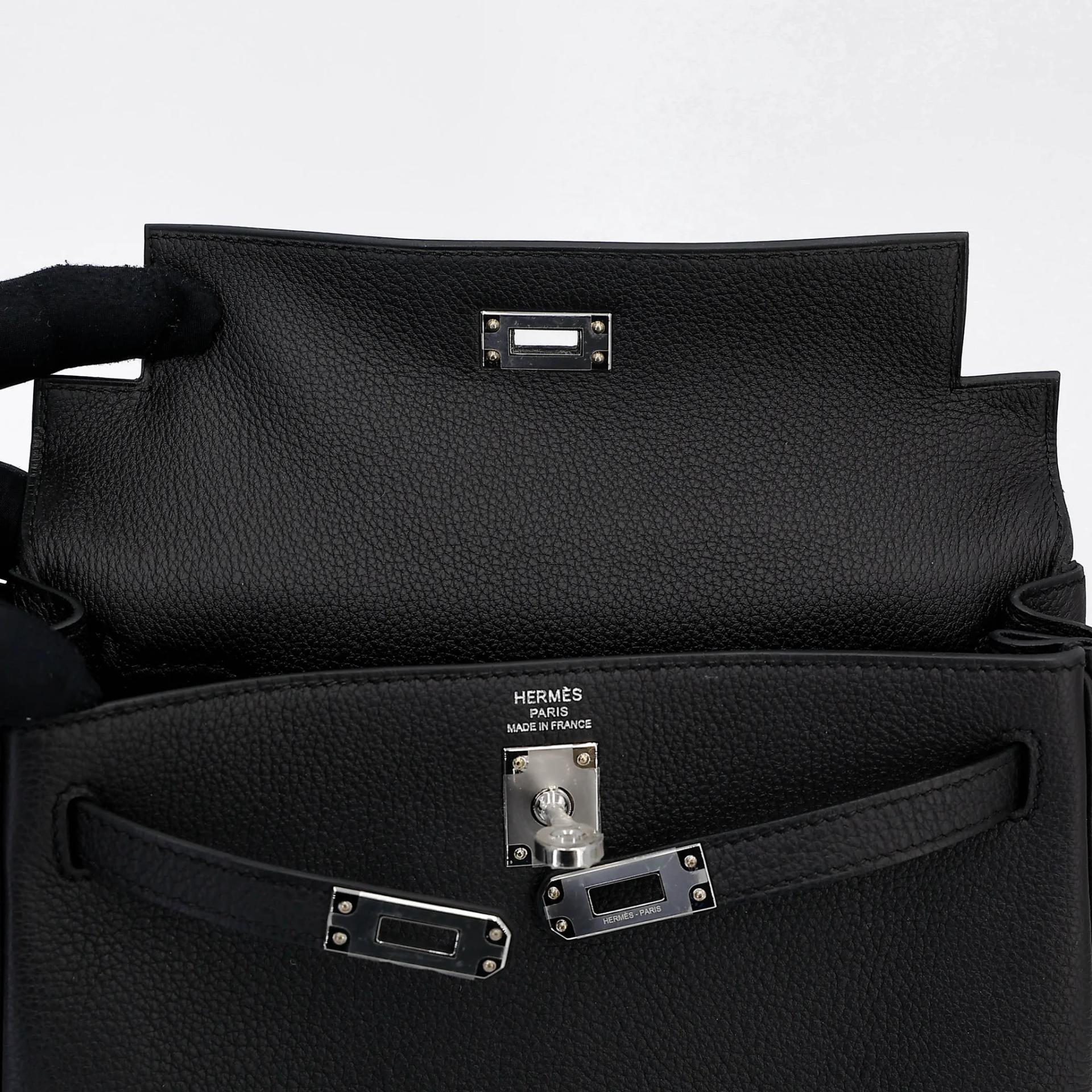 Brand New ( Rank N ) HERMÈS Kelly 25 Noir (89) Togo Palladium hardware G (2026) - 12