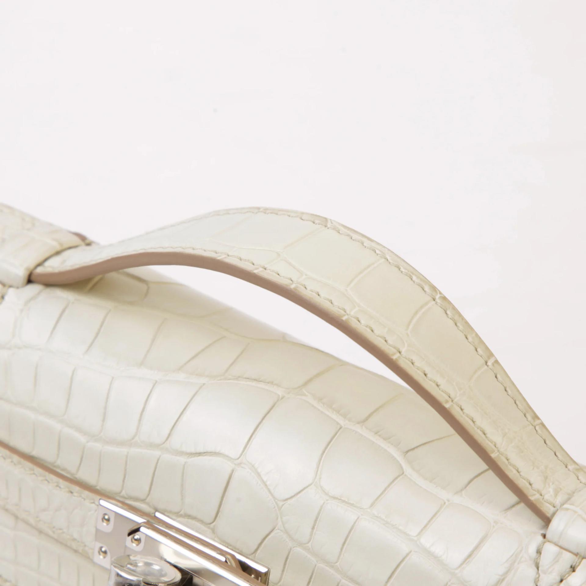 Brand New ( Rank N ) HERMÈS Kelly Pochette Beton (8L) Matte Alligator Palladium hardware G (2026) - 3