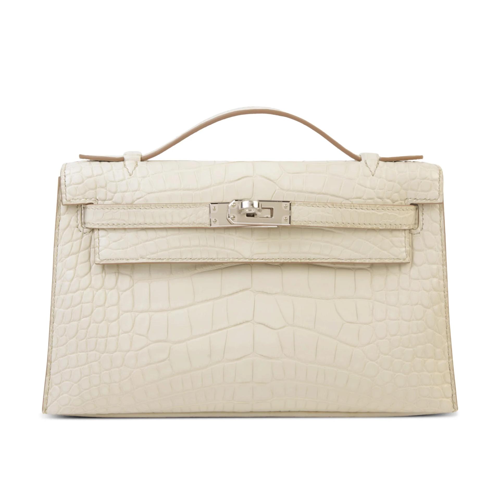 Brand New ( Rank N ) HERMÈS Kelly Pochette Beton (8L) Matte Alligator Palladium hardware G (2026) - 1