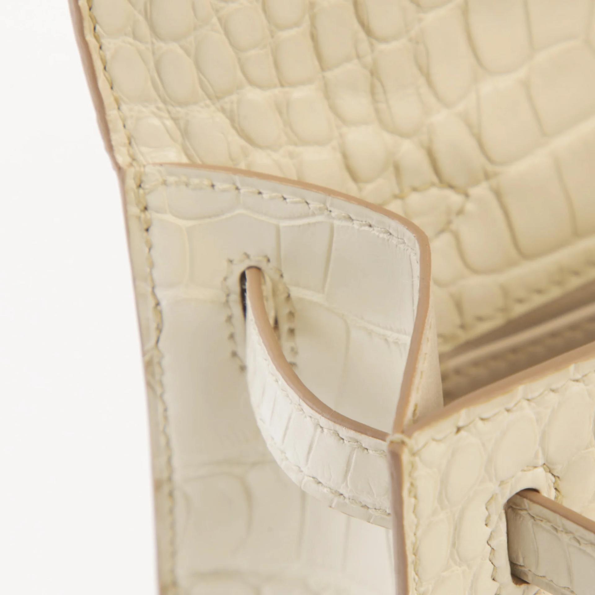 Brand New ( Rank N ) HERMÈS Kelly Pochette Beton (8L) Matte Alligator Palladium hardware G (2026) - 13