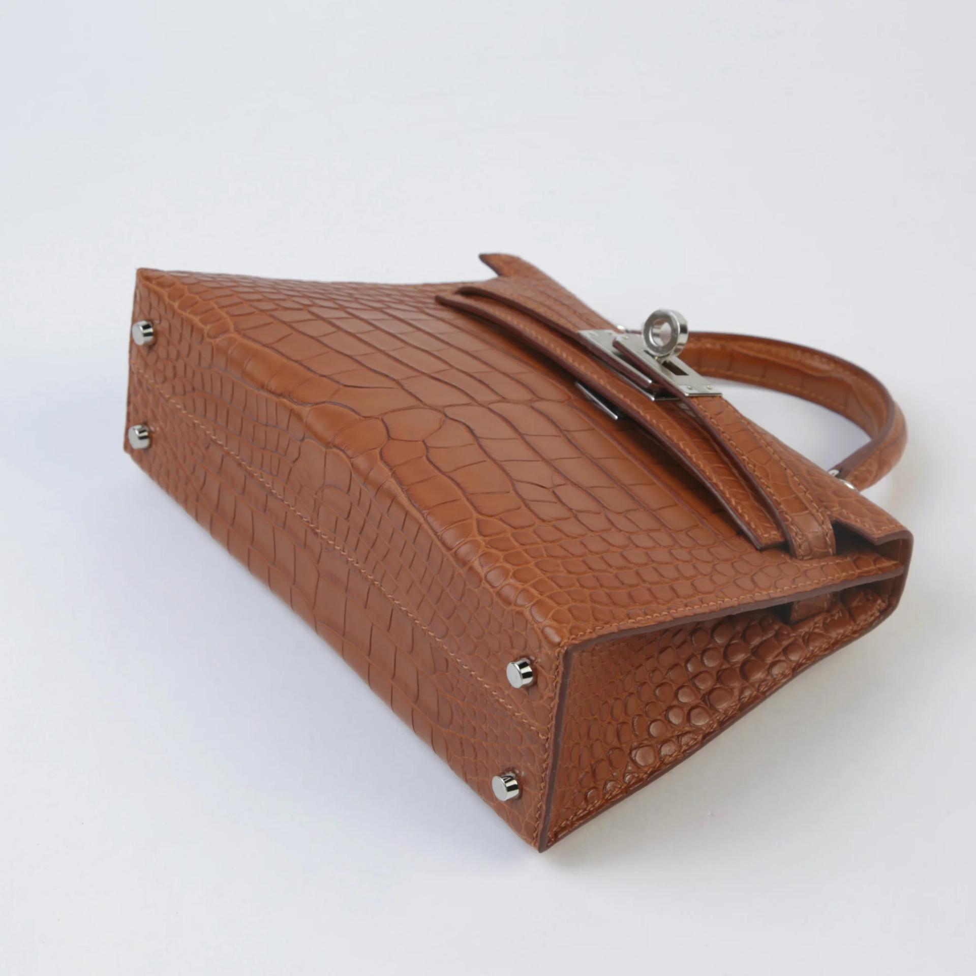 Unused ( Rank NS ) HERMÈS Mini Kelly II Gold (37) Matte Alligator Palladium hardware W (2024) - 5