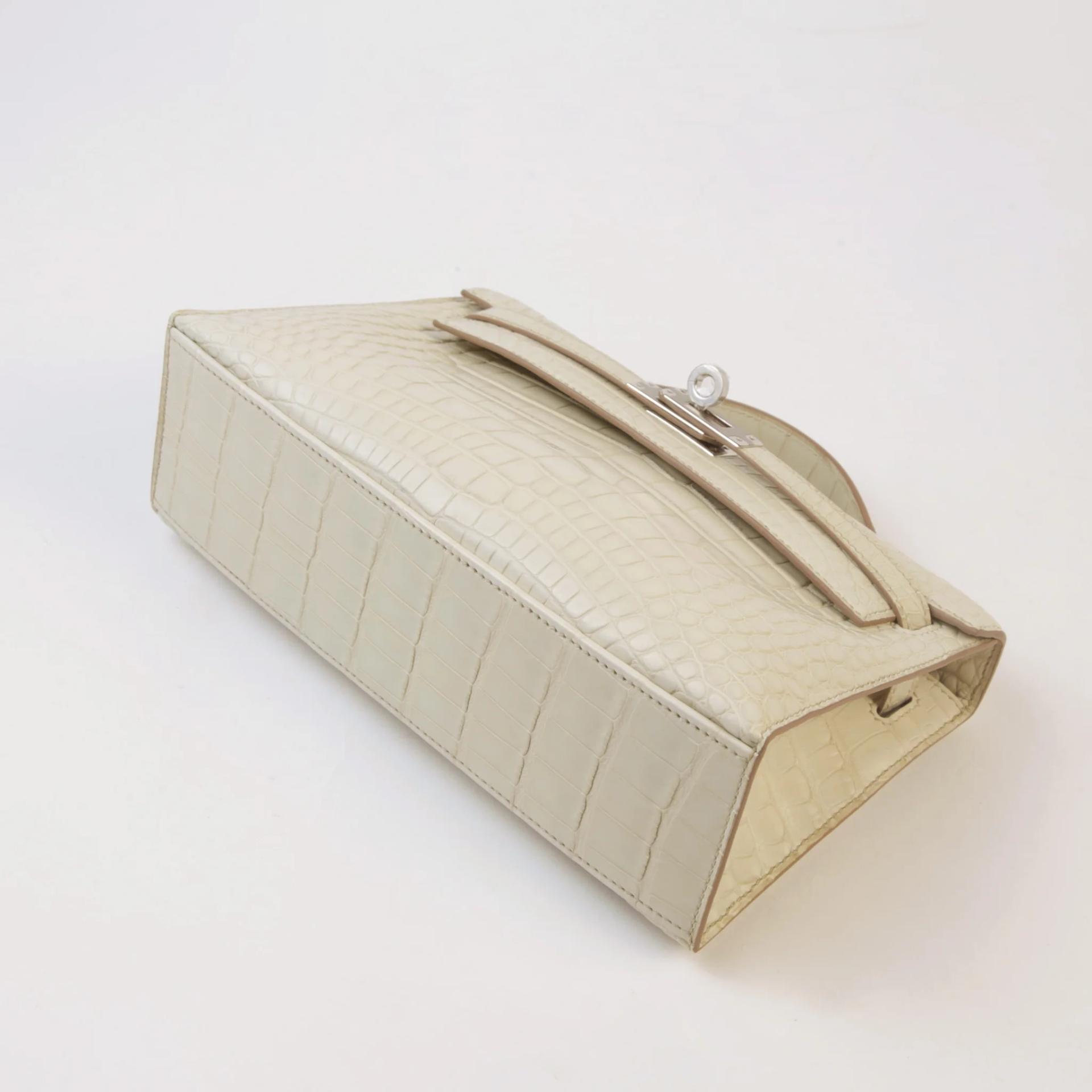 Brand New ( Rank N ) HERMÈS Kelly Pochette Beton (8L) Matte Alligator Palladium hardware G (2026) - 6
