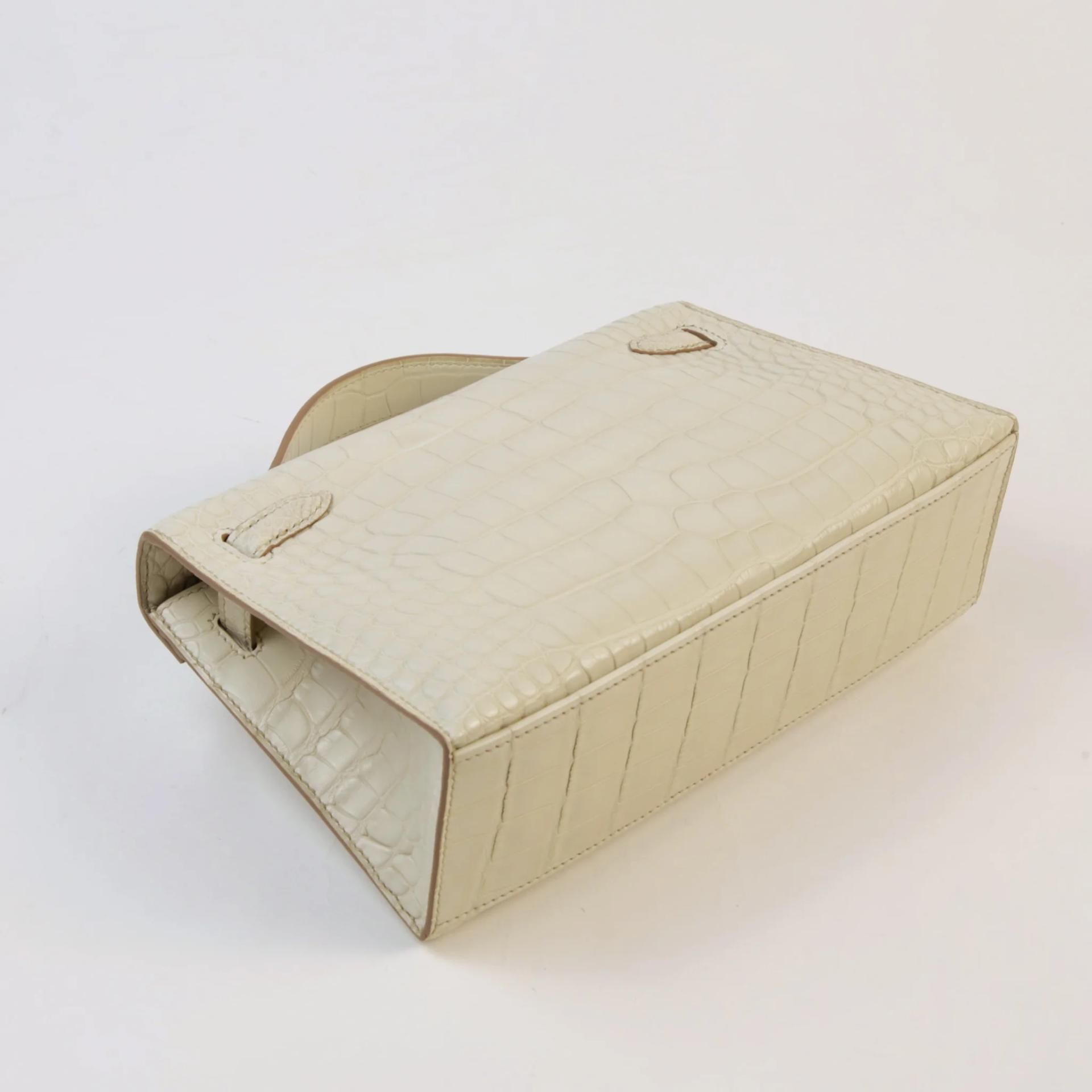 Brand New ( Rank N ) HERMÈS Kelly Pochette Beton (8L) Matte Alligator Palladium hardware G (2026) - 7