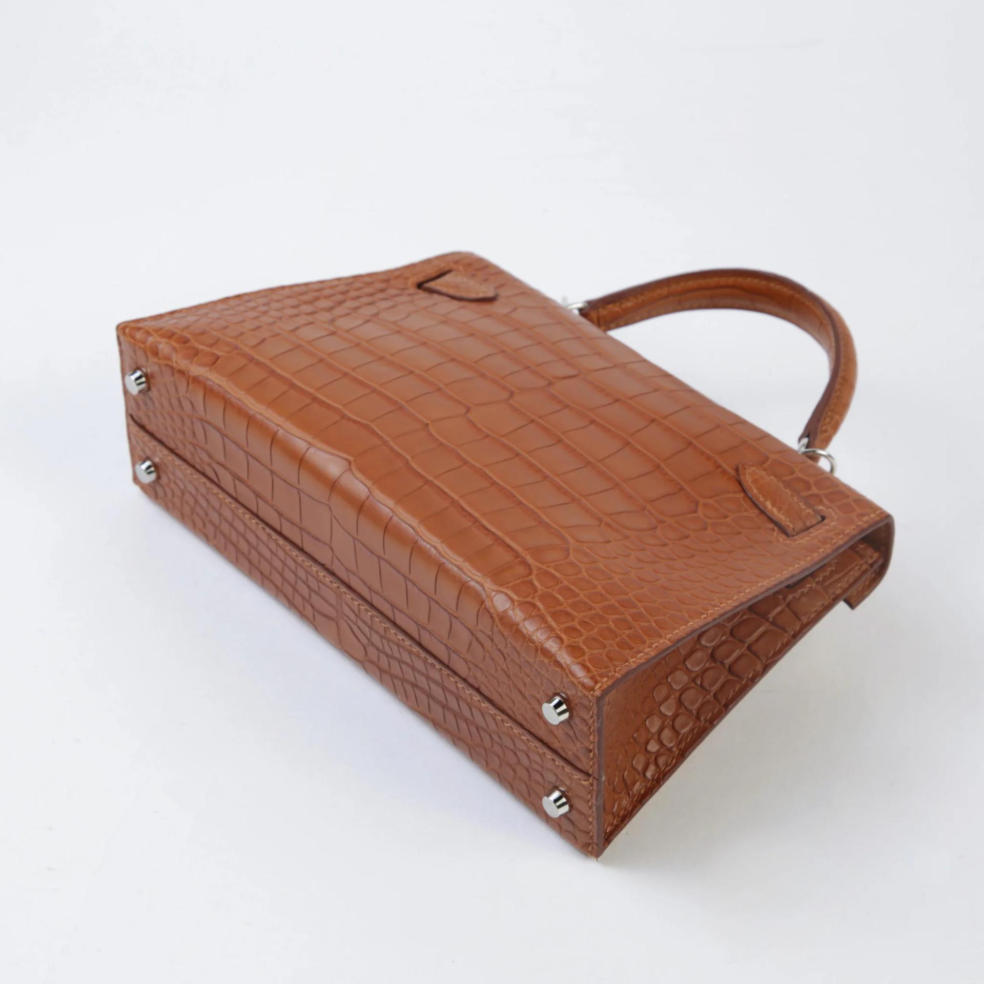 Unused ( Rank NS ) HERMÈS Mini Kelly II Gold (37) Matte Alligator Palladium hardware W (2024) - 7
