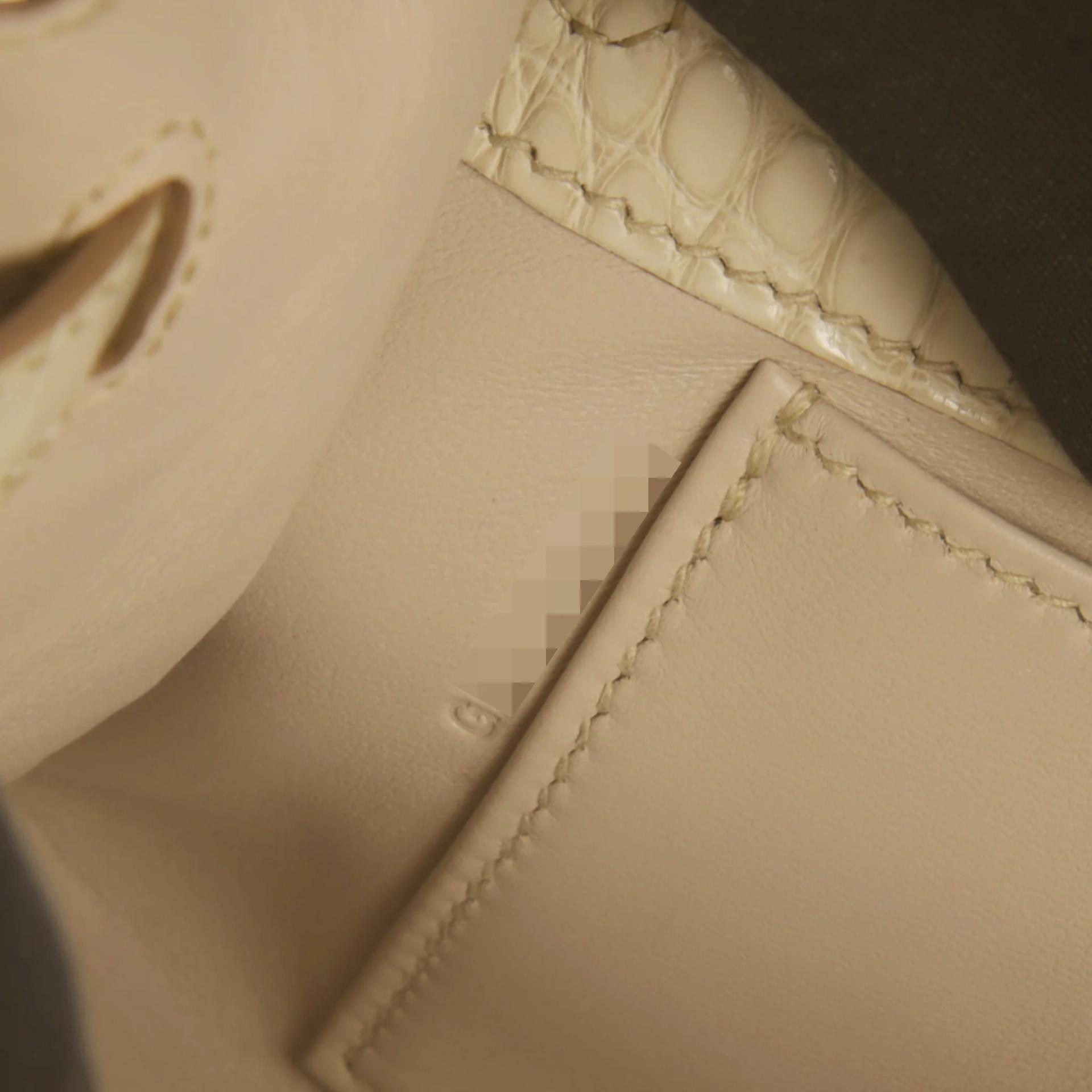 Brand New ( Rank N ) HERMÈS Kelly Pochette Beton (8L) Matte Alligator Palladium hardware G (2026) - 14