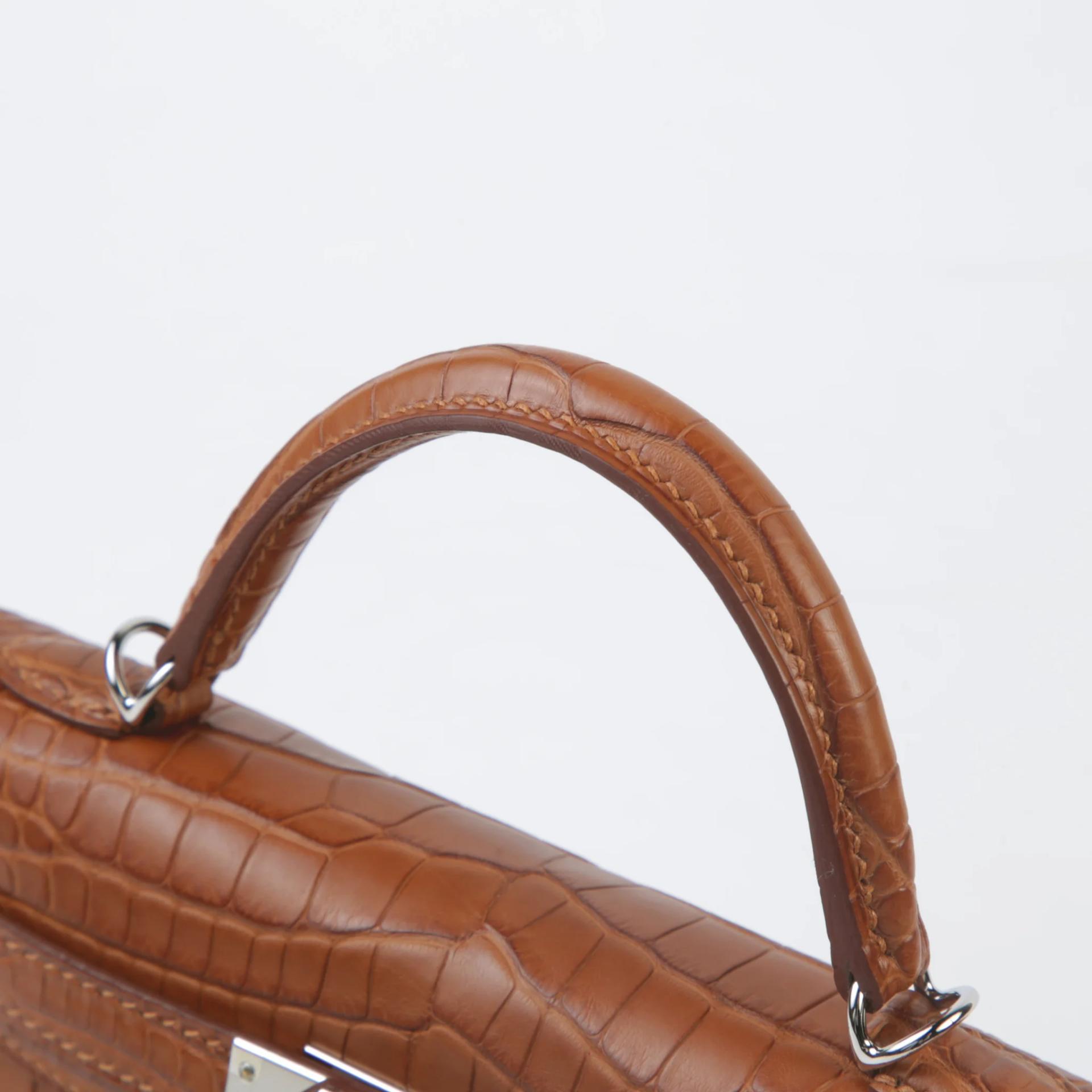 Unused ( Rank NS ) HERMÈS Mini Kelly II Gold (37) Matte Alligator Palladium hardware W (2024) - 3