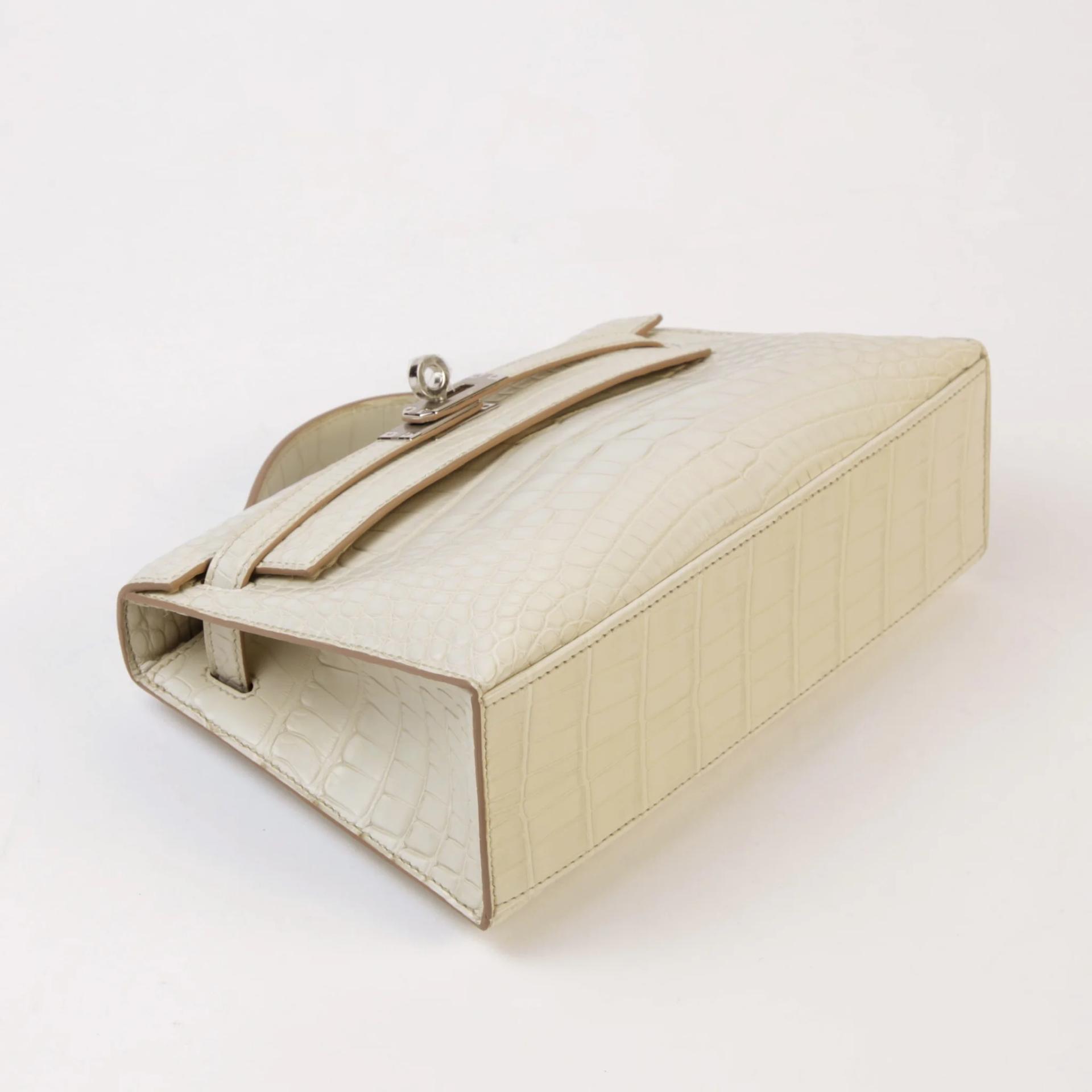 Brand New ( Rank N ) HERMÈS Kelly Pochette Beton (8L) Matte Alligator Palladium hardware G (2026) - 5