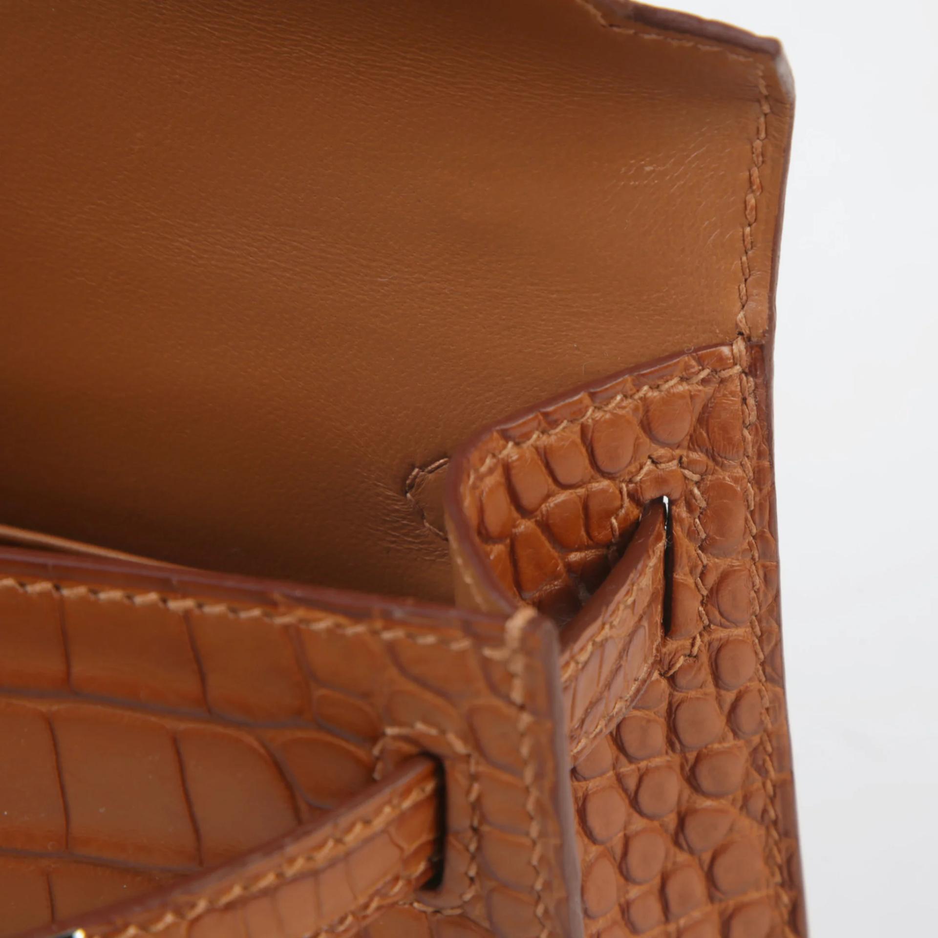Unused ( Rank NS ) HERMÈS Mini Kelly II Gold (37) Matte Alligator Palladium hardware W (2024) - 11