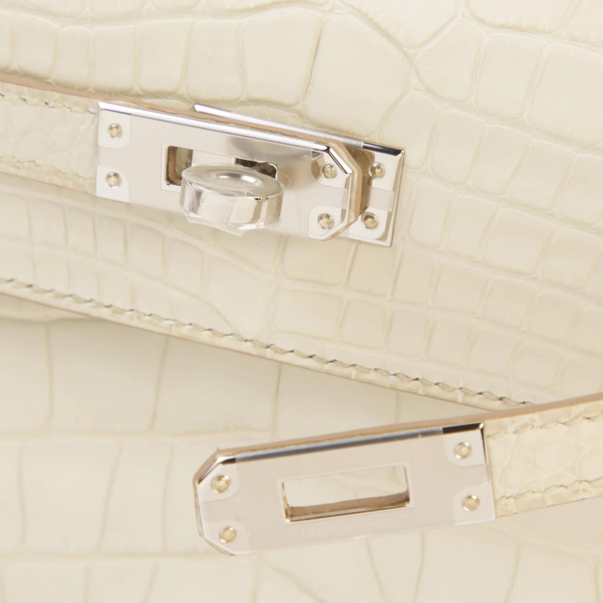 Brand New ( Rank N ) HERMÈS Kelly Pochette Beton (8L) Matte Alligator Palladium hardware G (2026) - 9