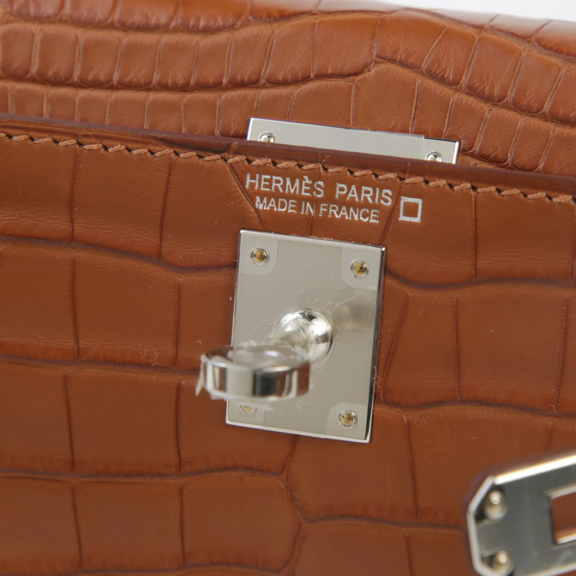 Unused ( Rank NS ) HERMÈS Mini Kelly II Gold (37) Matte Alligator Palladium hardware W (2024) - 9