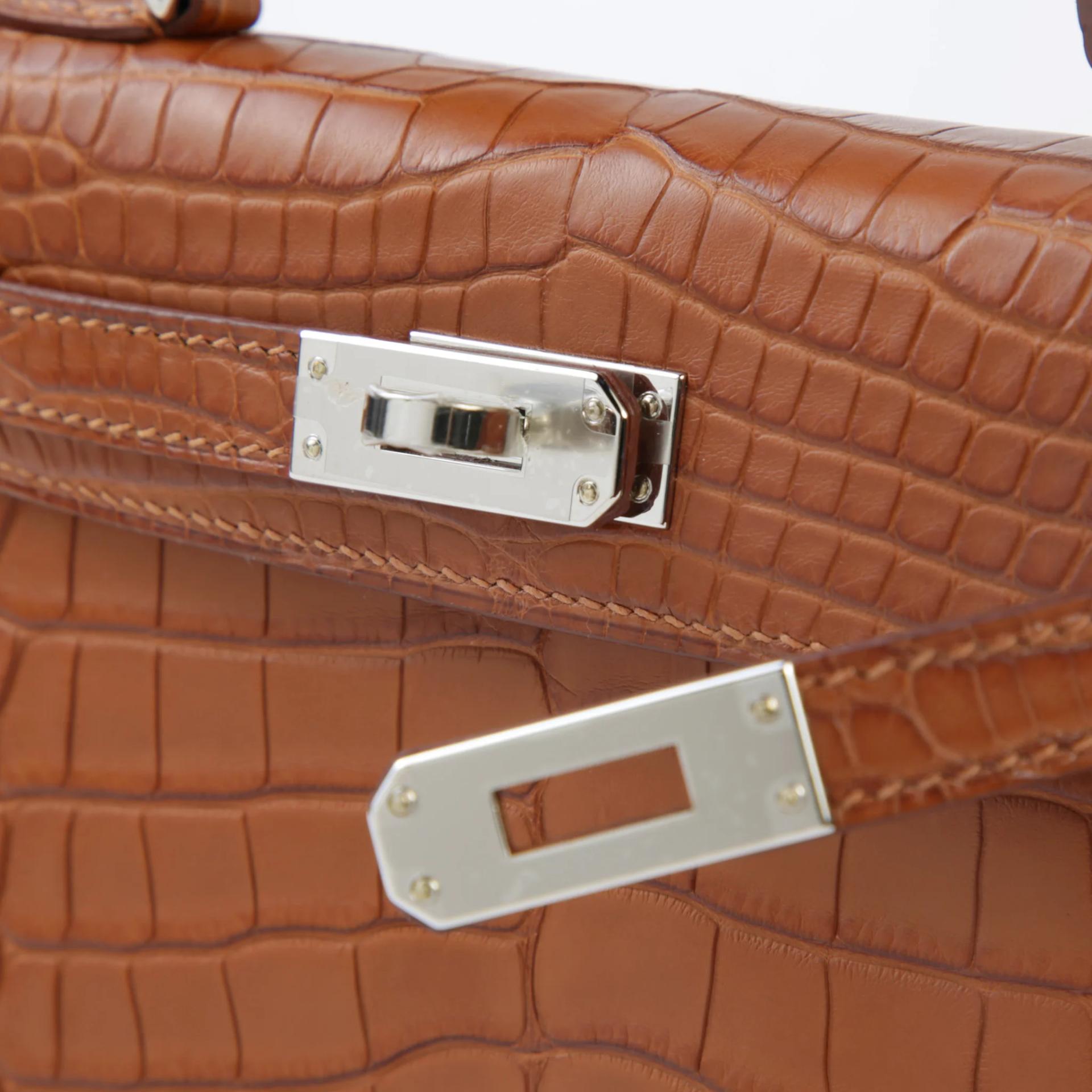 Unused ( Rank NS ) HERMÈS Mini Kelly II Gold (37) Matte Alligator Palladium hardware W (2024) - 8
