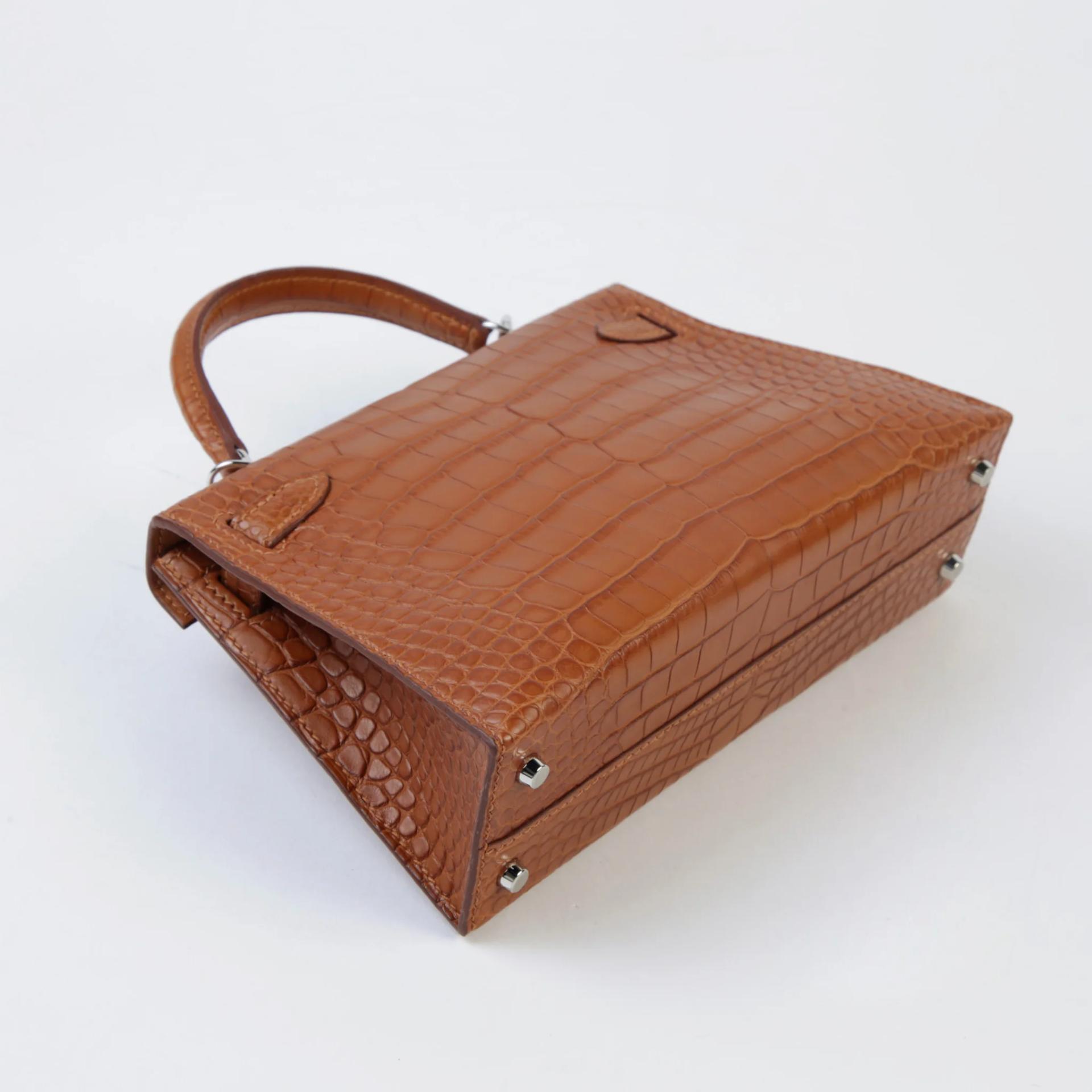 Unused ( Rank NS ) HERMÈS Mini Kelly II Gold (37) Matte Alligator Palladium hardware W (2024) - 6