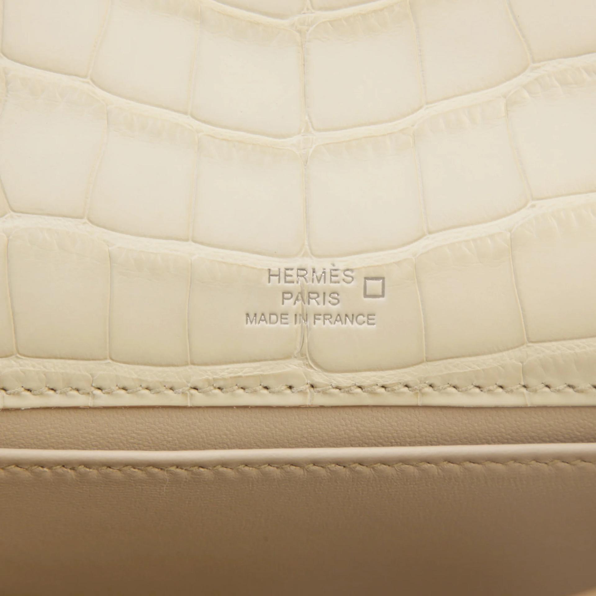 Brand New ( Rank N ) HERMÈS Kelly Pochette Beton (8L) Matte Alligator Palladium hardware G (2026) - 10