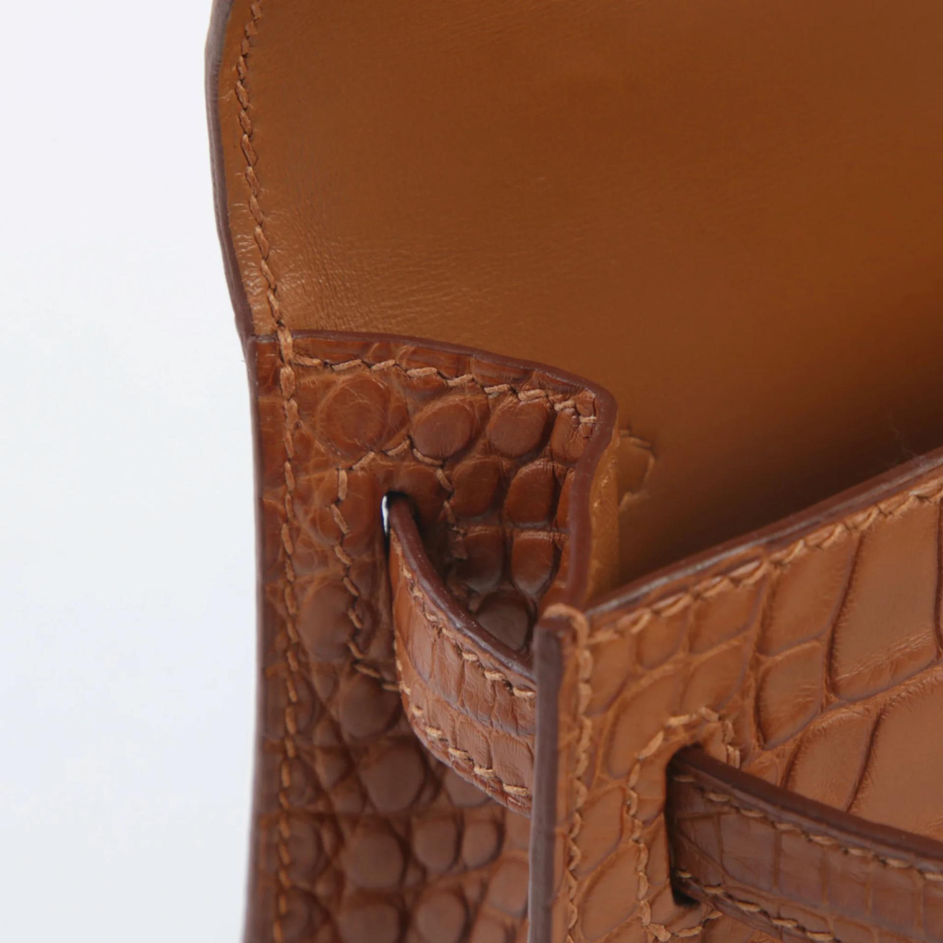 Unused ( Rank NS ) HERMÈS Mini Kelly II Gold (37) Matte Alligator Palladium hardware W (2024) - 12